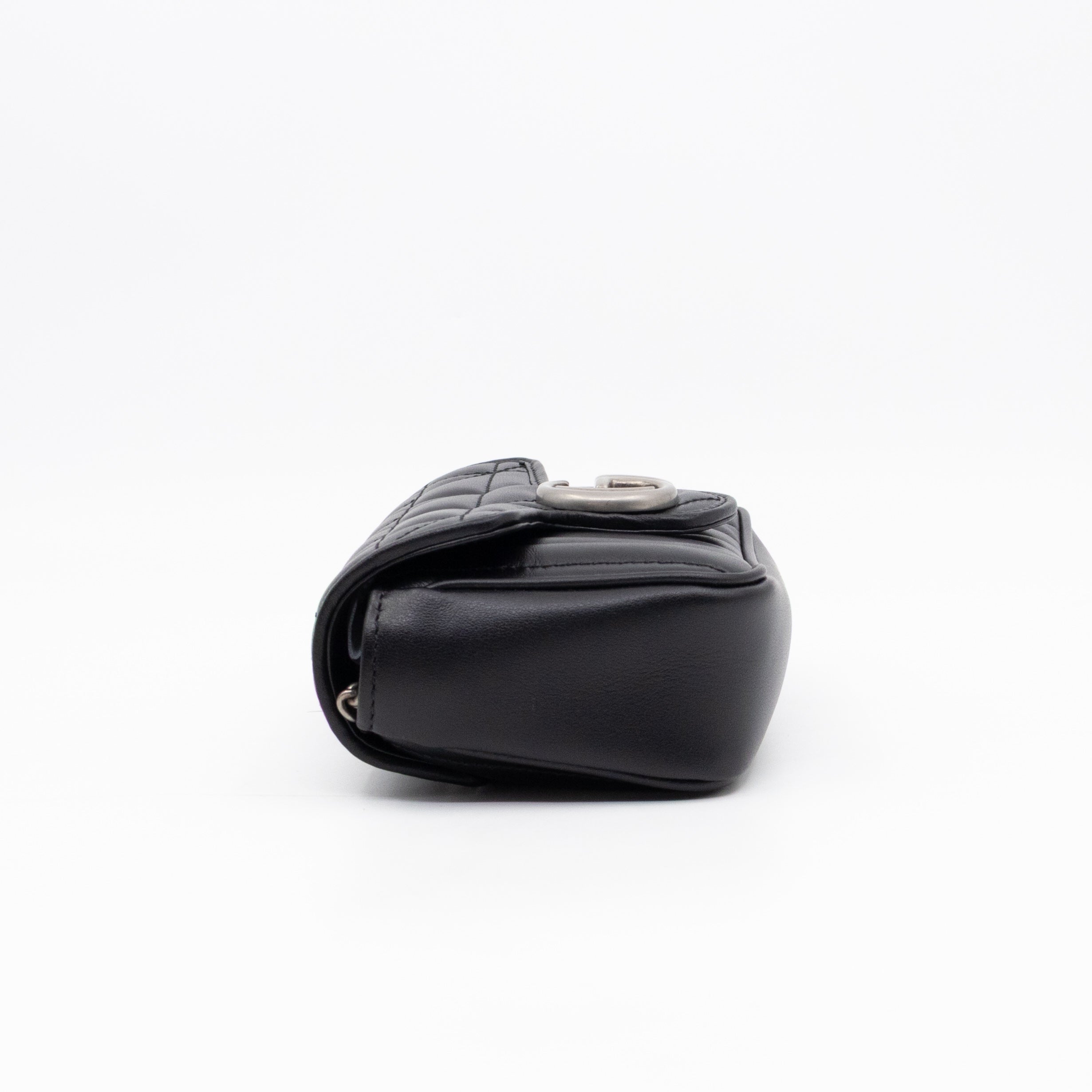 GG Marmont Flap Matelassé Super Mini Black Leather