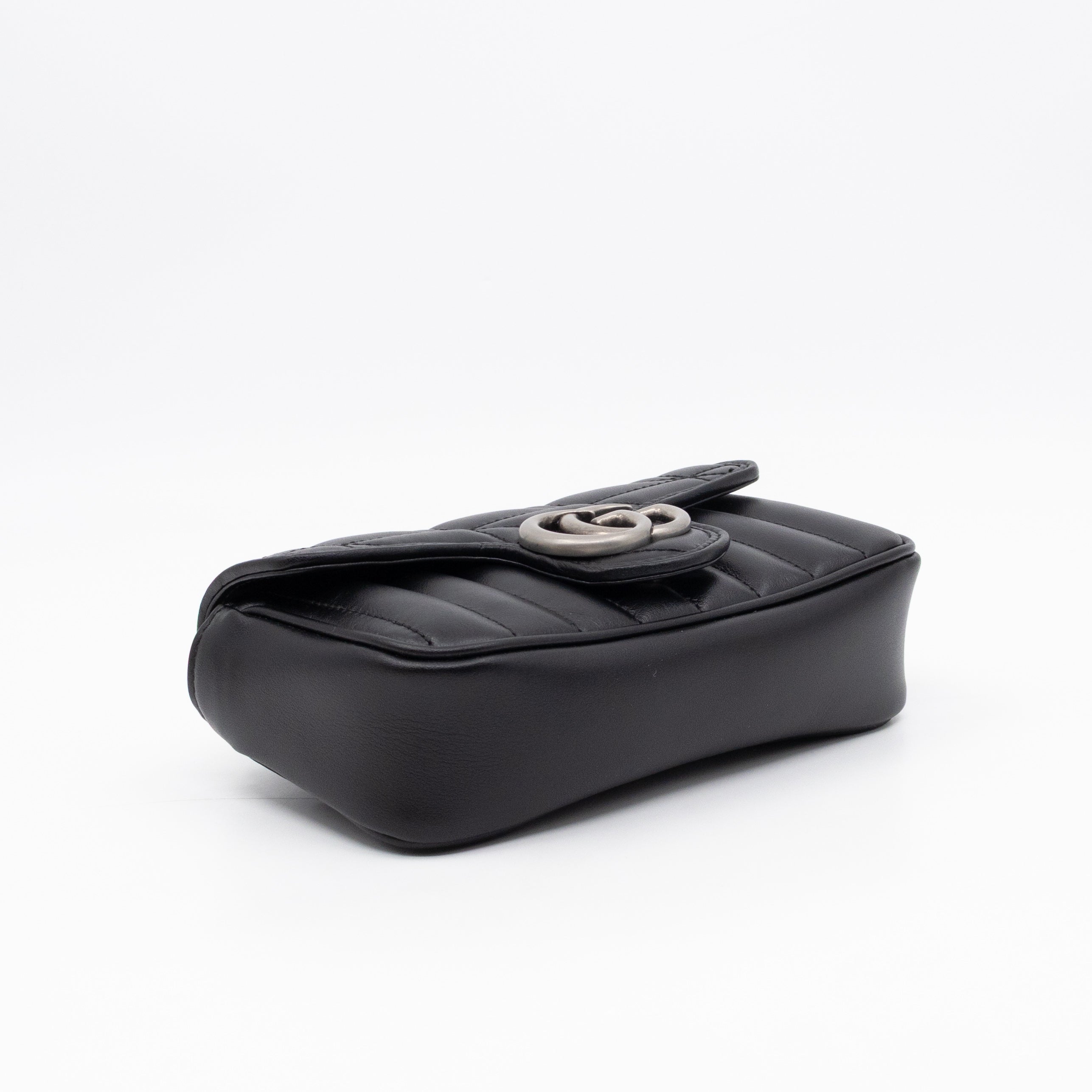 GG Marmont Flap Matelassé Super Mini Black Leather