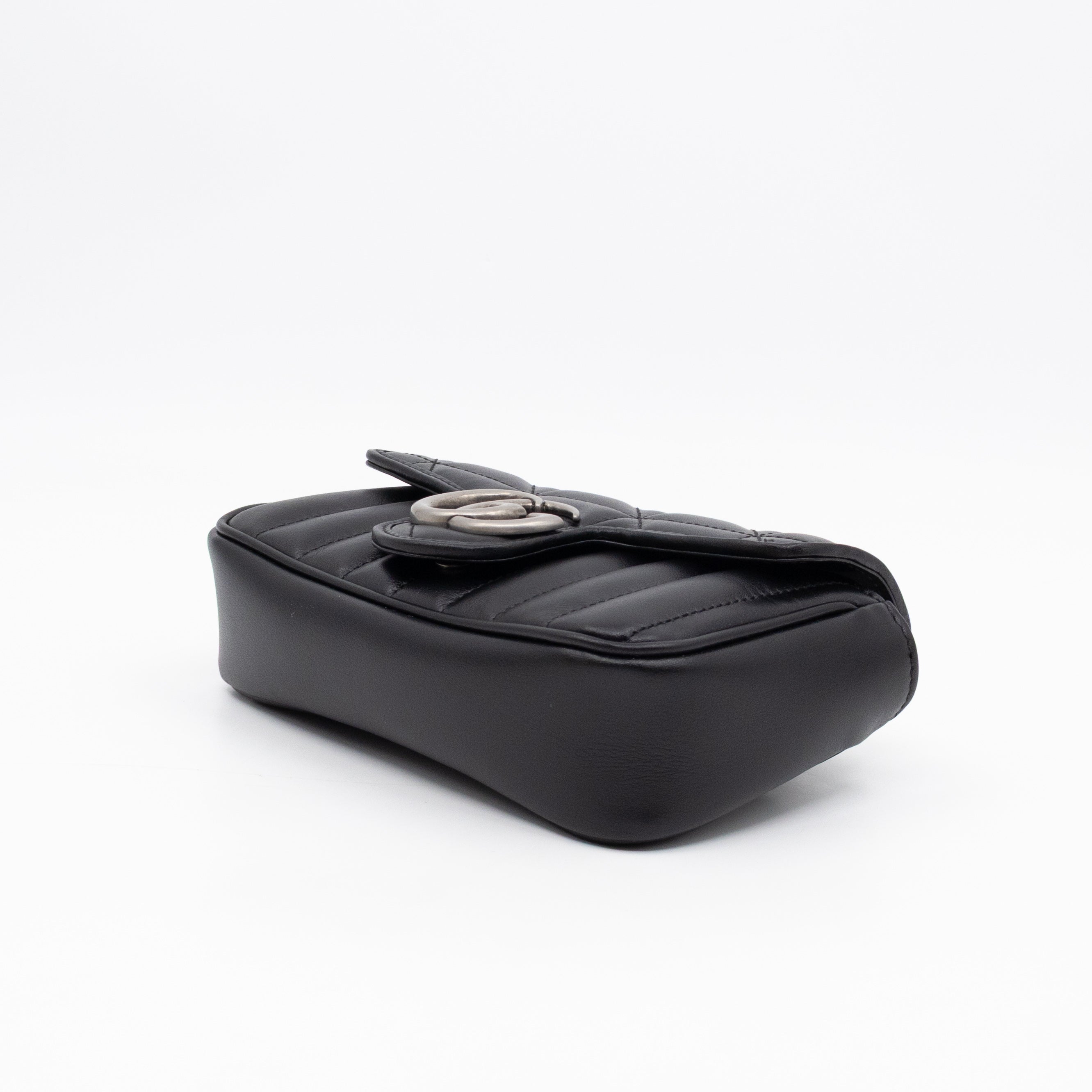 GG Marmont Flap Matelassé Super Mini Black Leather