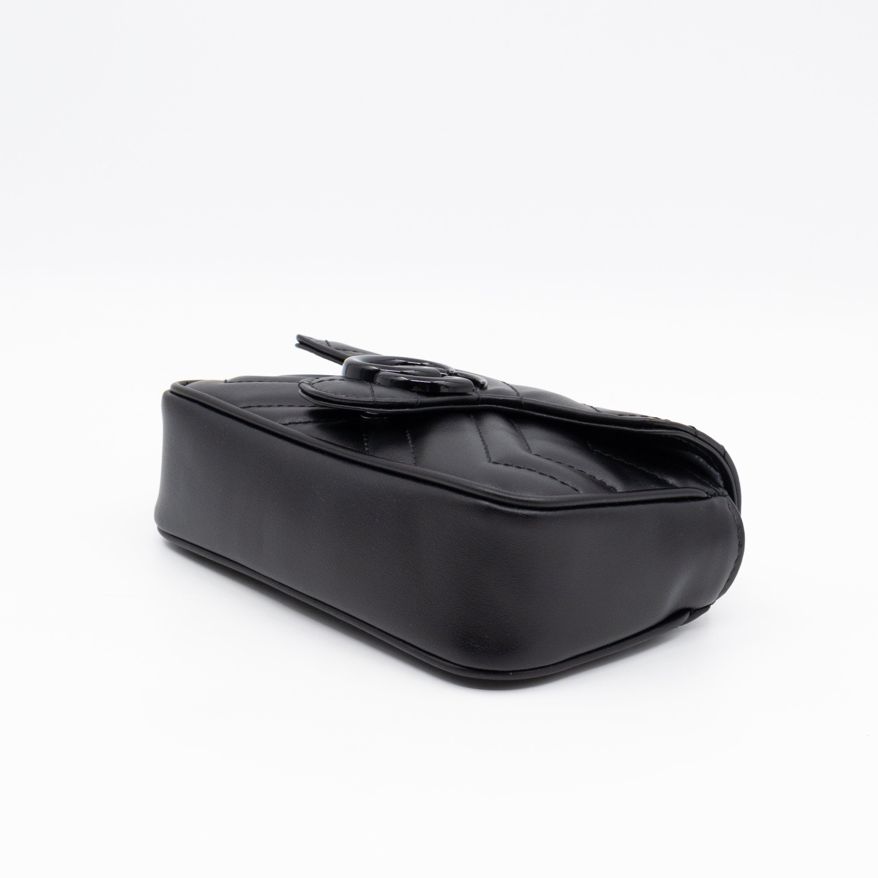 GG Marmont Chain Belt Bag Black Leather