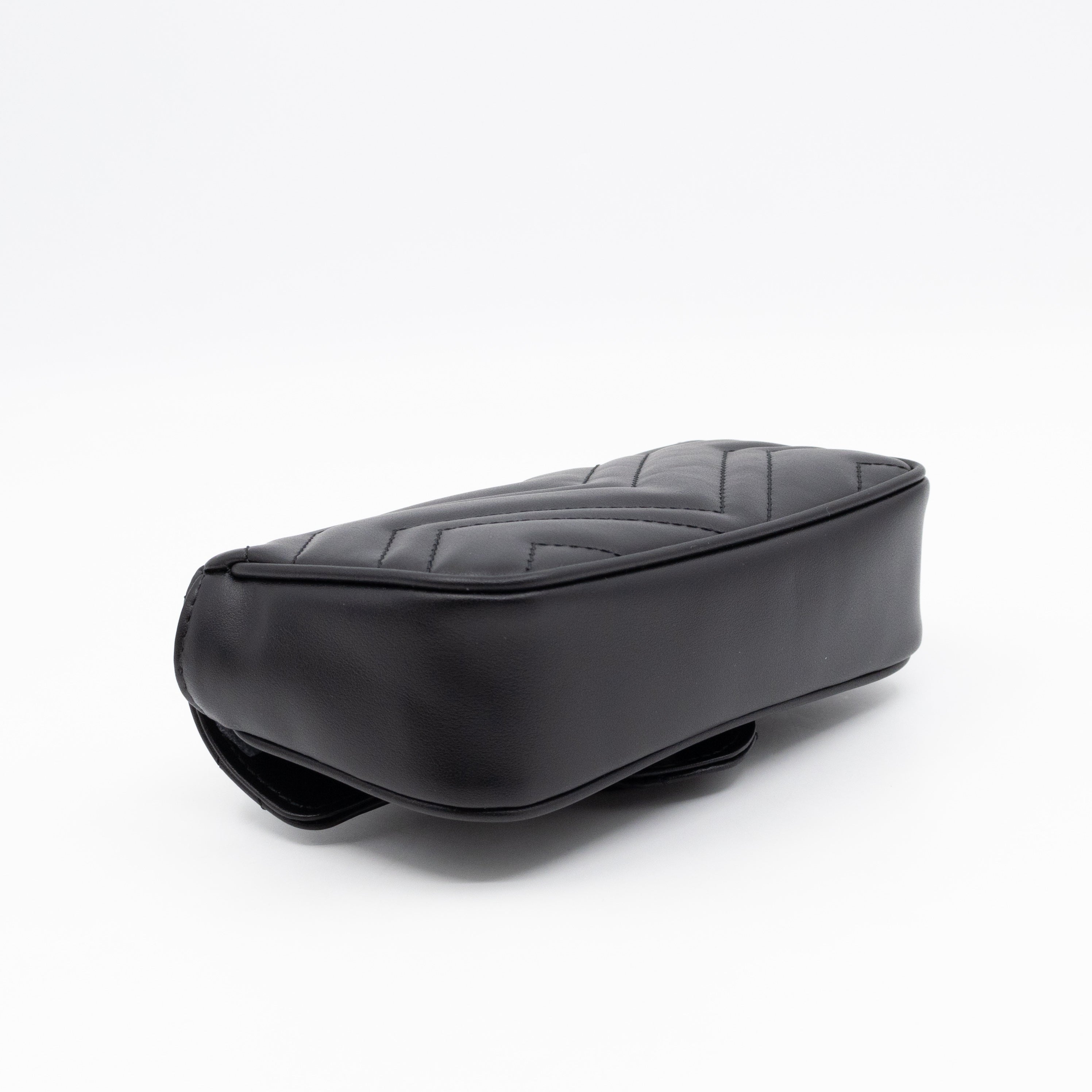 GG Marmont Chain Belt Bag Black Leather