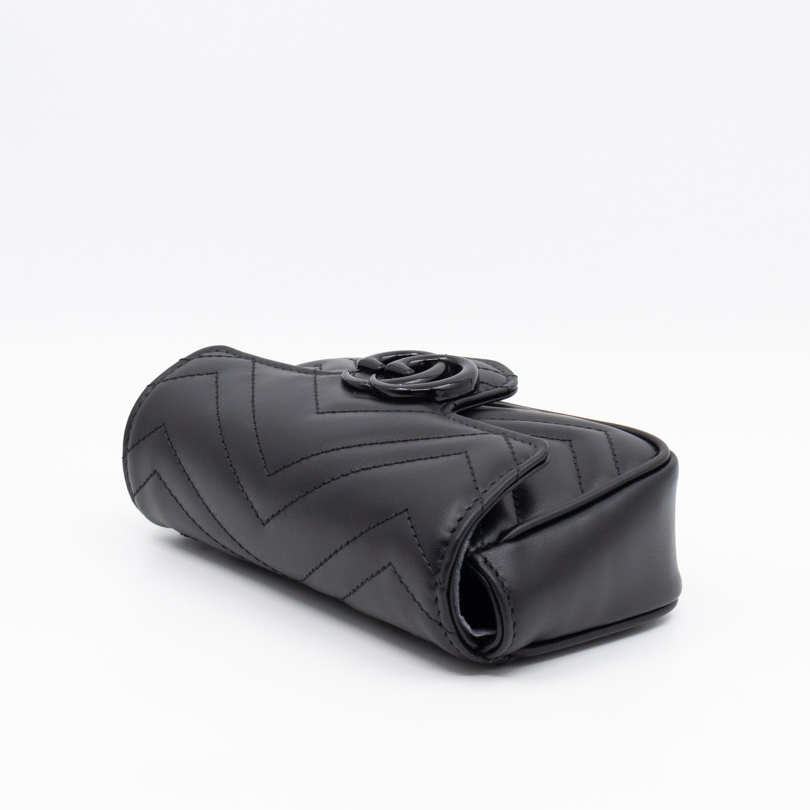 GG Marmont Chain Belt Bag Black Leather