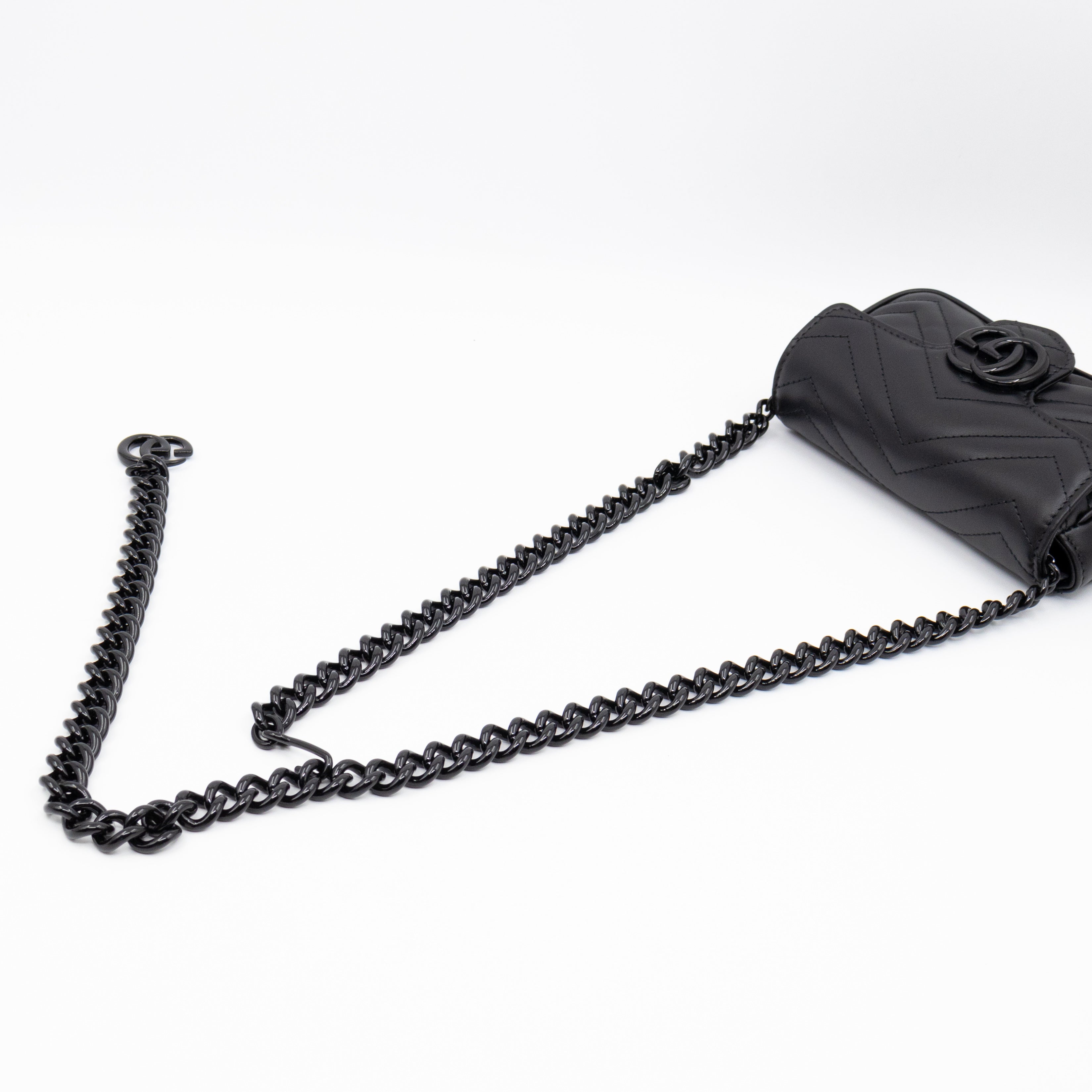GG Marmont Chain Belt Bag Black Leather