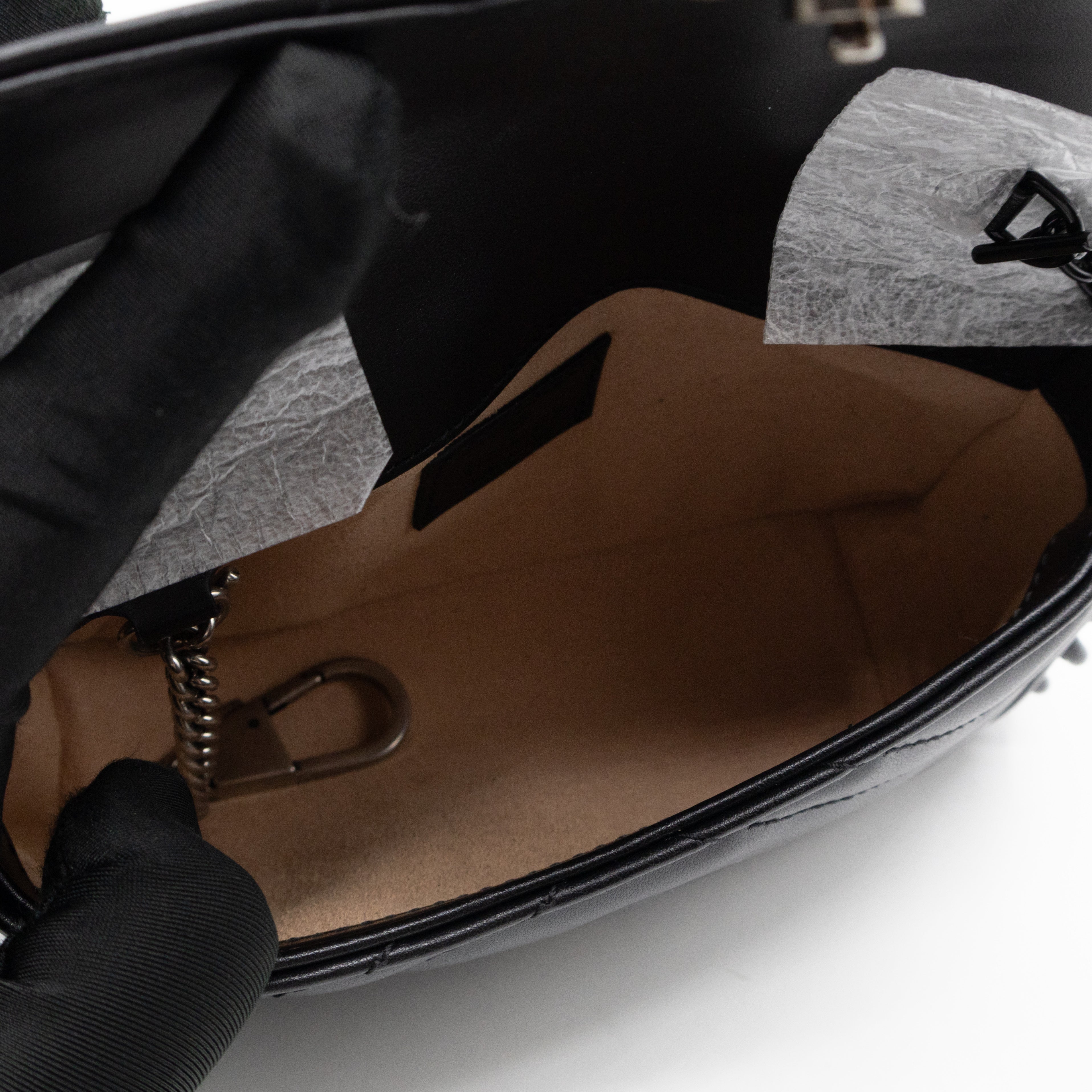 GG Marmont Chain Belt Bag Black Leather