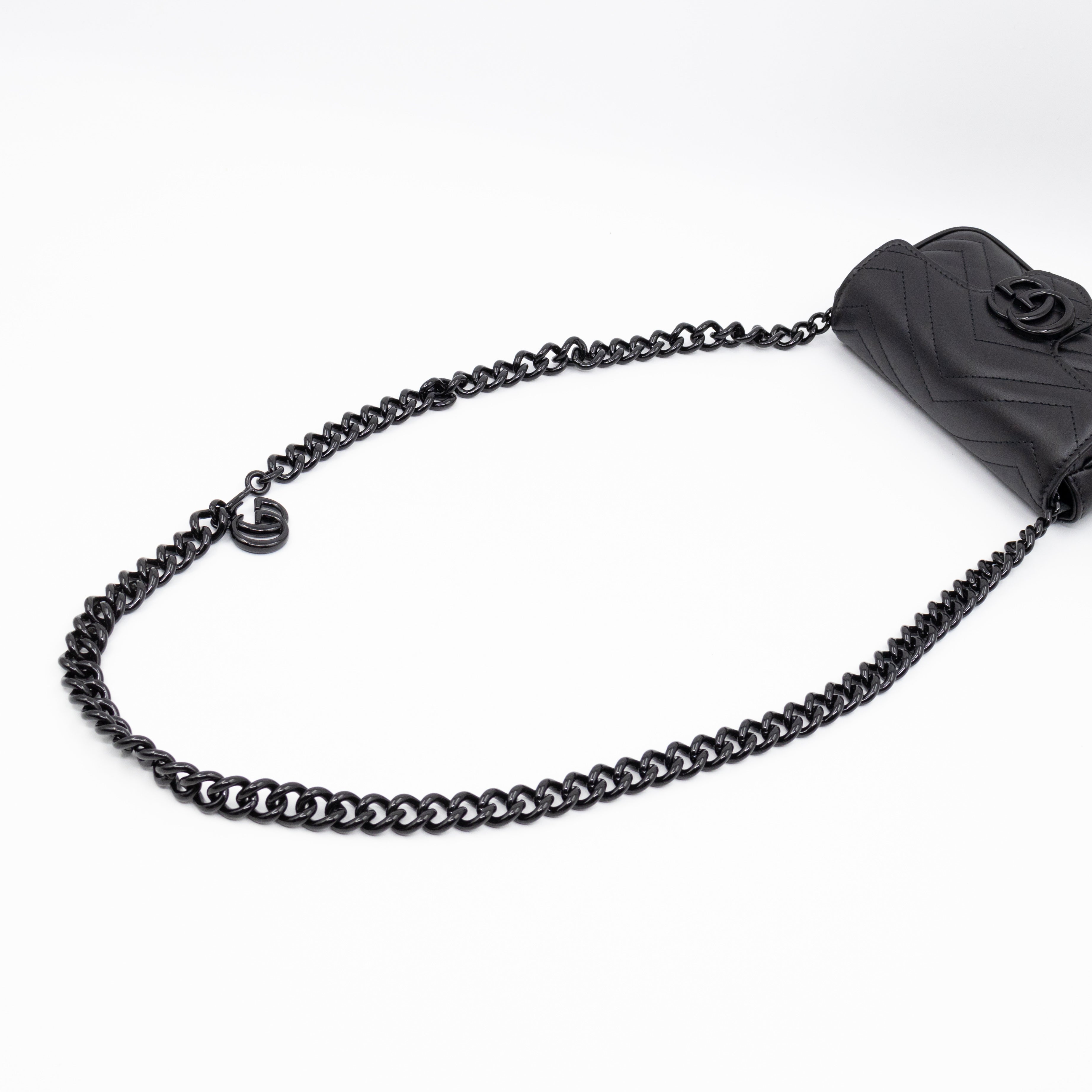GG Marmont Chain Belt Bag Black Leather