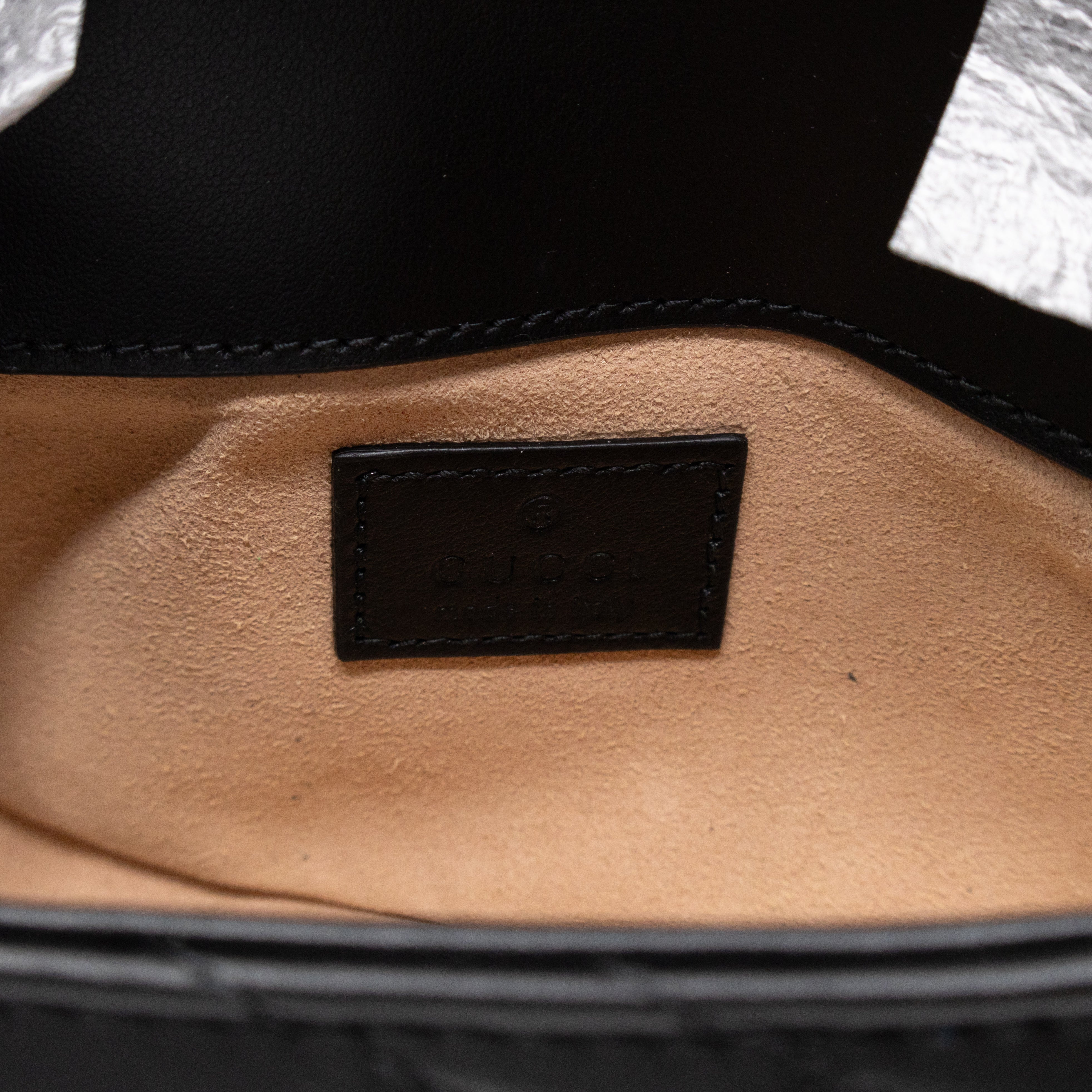 GG Marmont Chain Belt Bag Black Leather