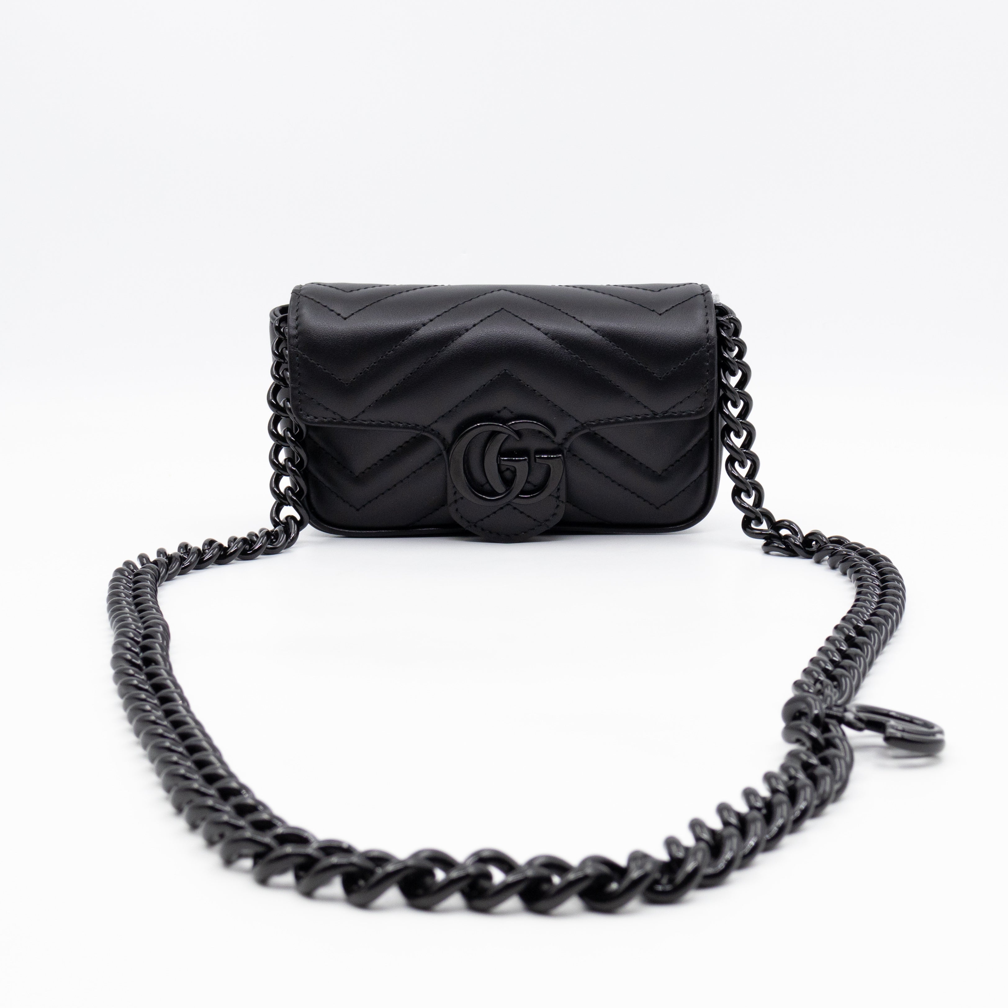 GG Marmont Chain Belt Bag Black Leather