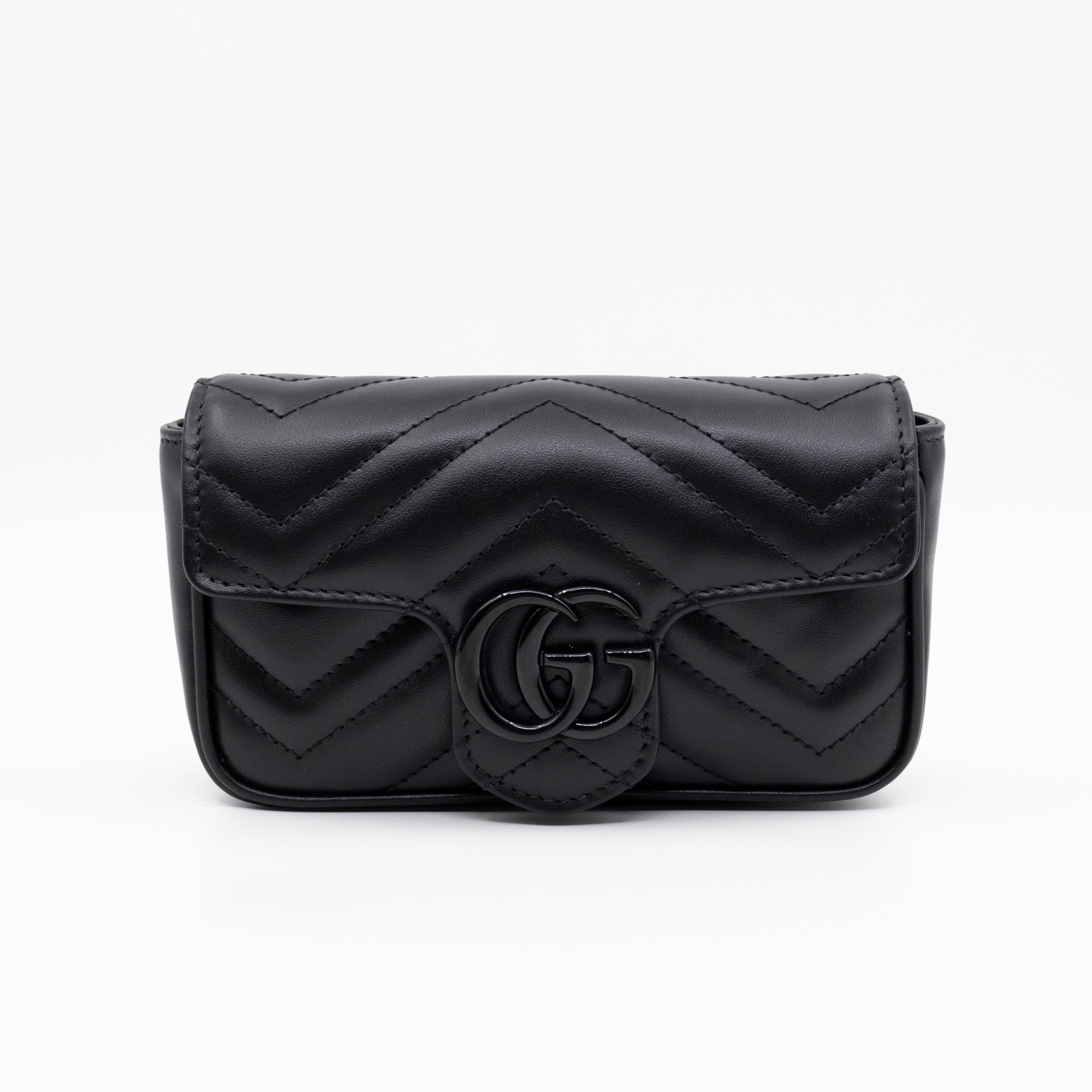 GG Marmont Chain Belt Bag Black Leather
