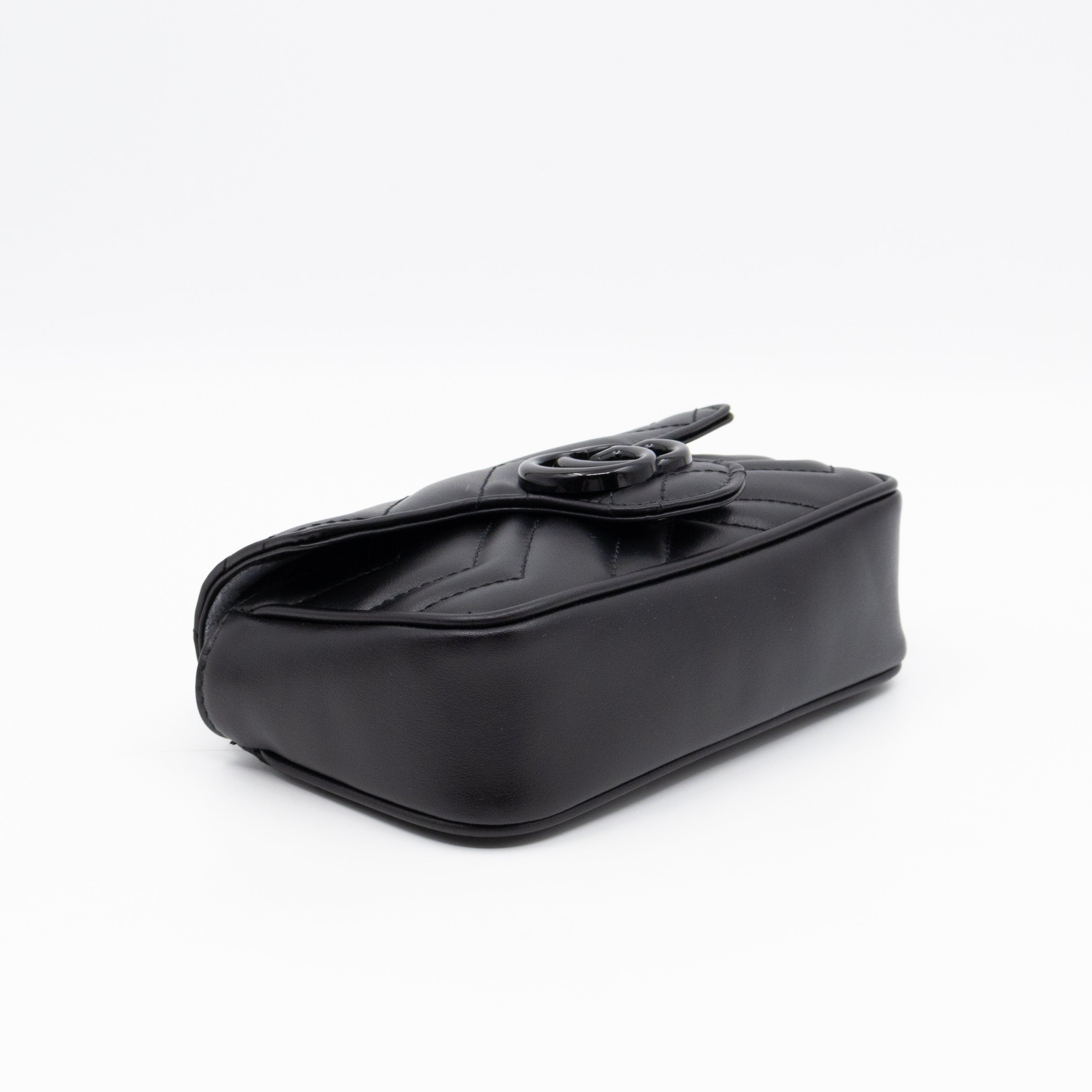 GG Marmont Chain Belt Bag Black Leather