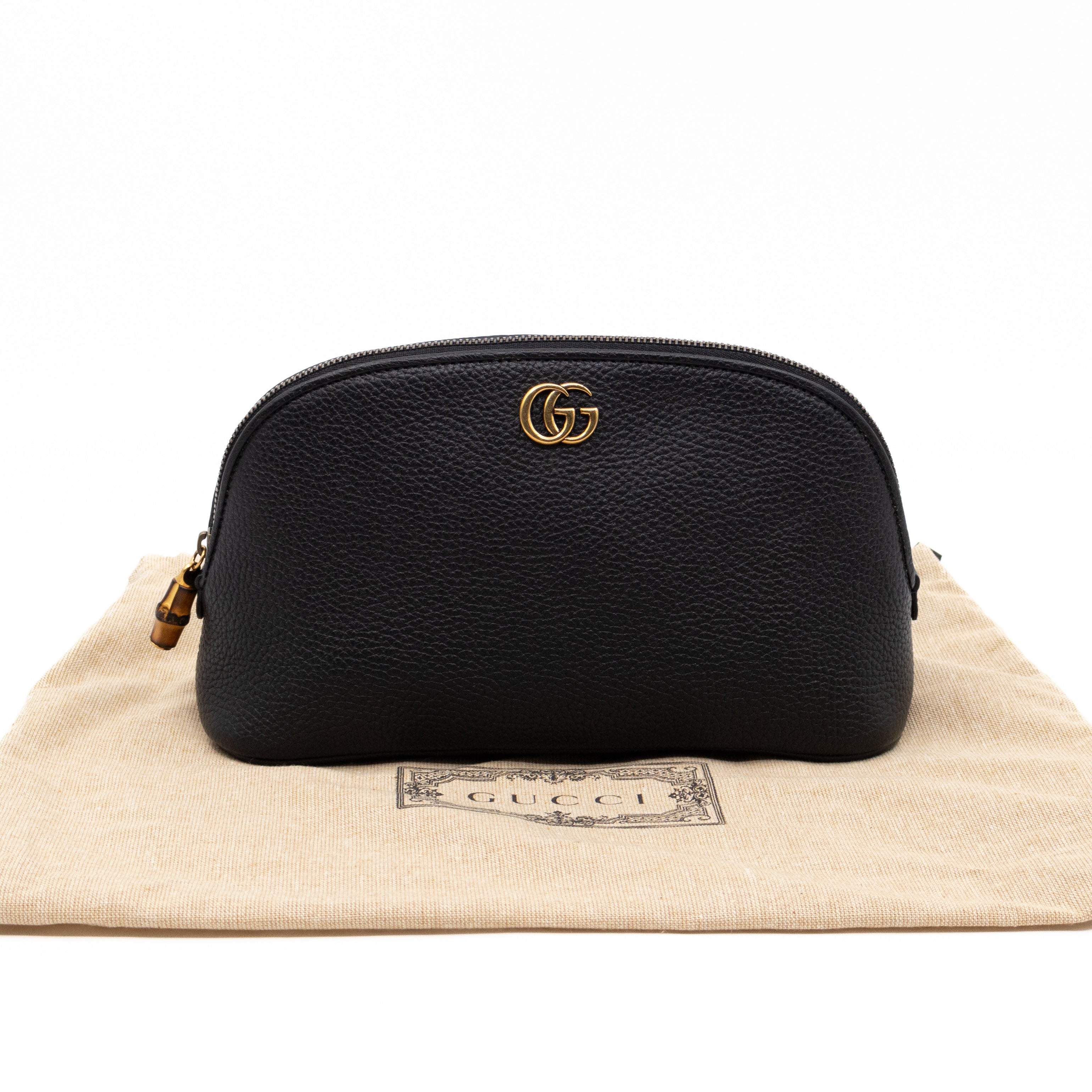 Bamboo-Puller Double G Beauty Case Black Leather