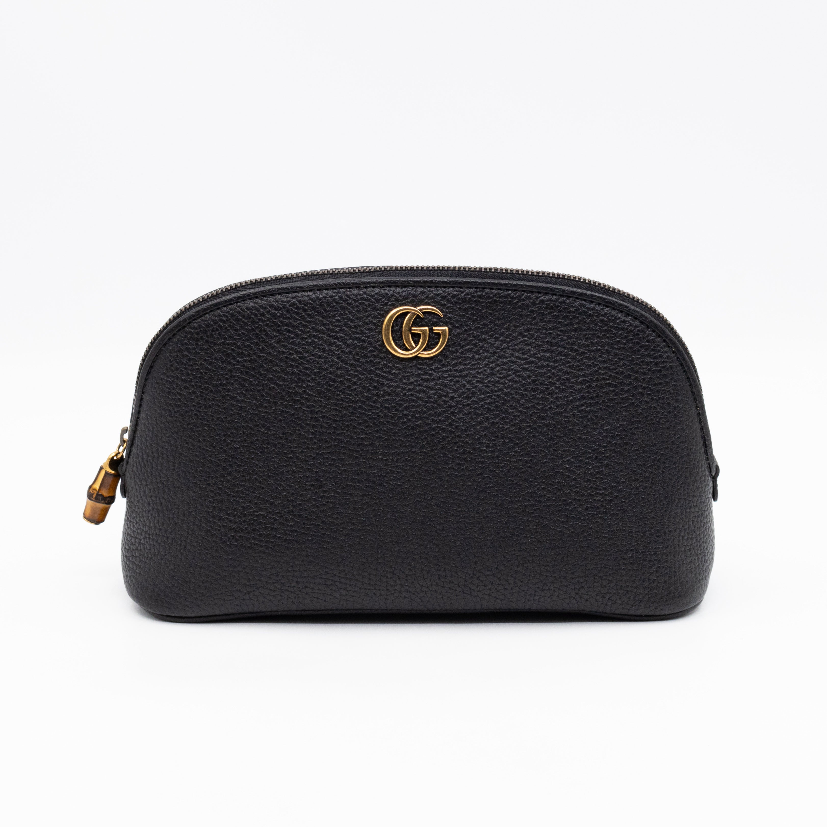 Bamboo-Puller Double G Beauty Case Black Leather