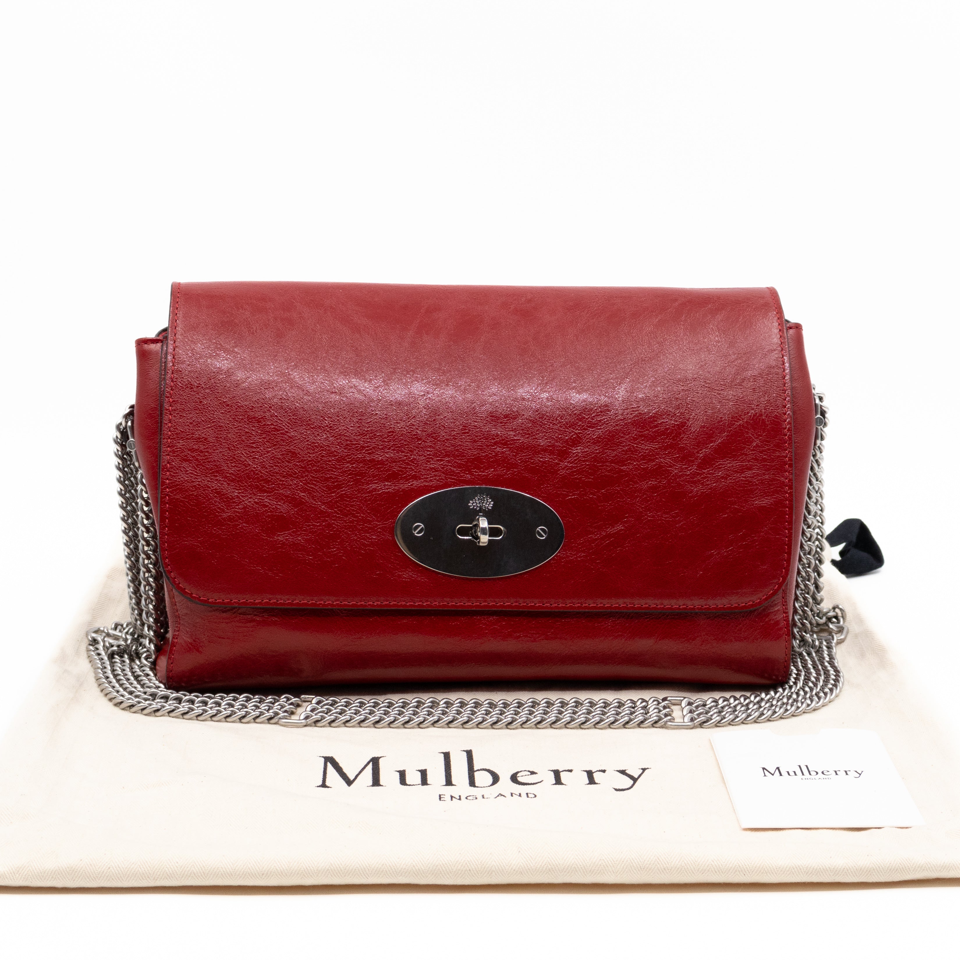 Lily Medium Triple Chain Lancaster Red Leather Silver