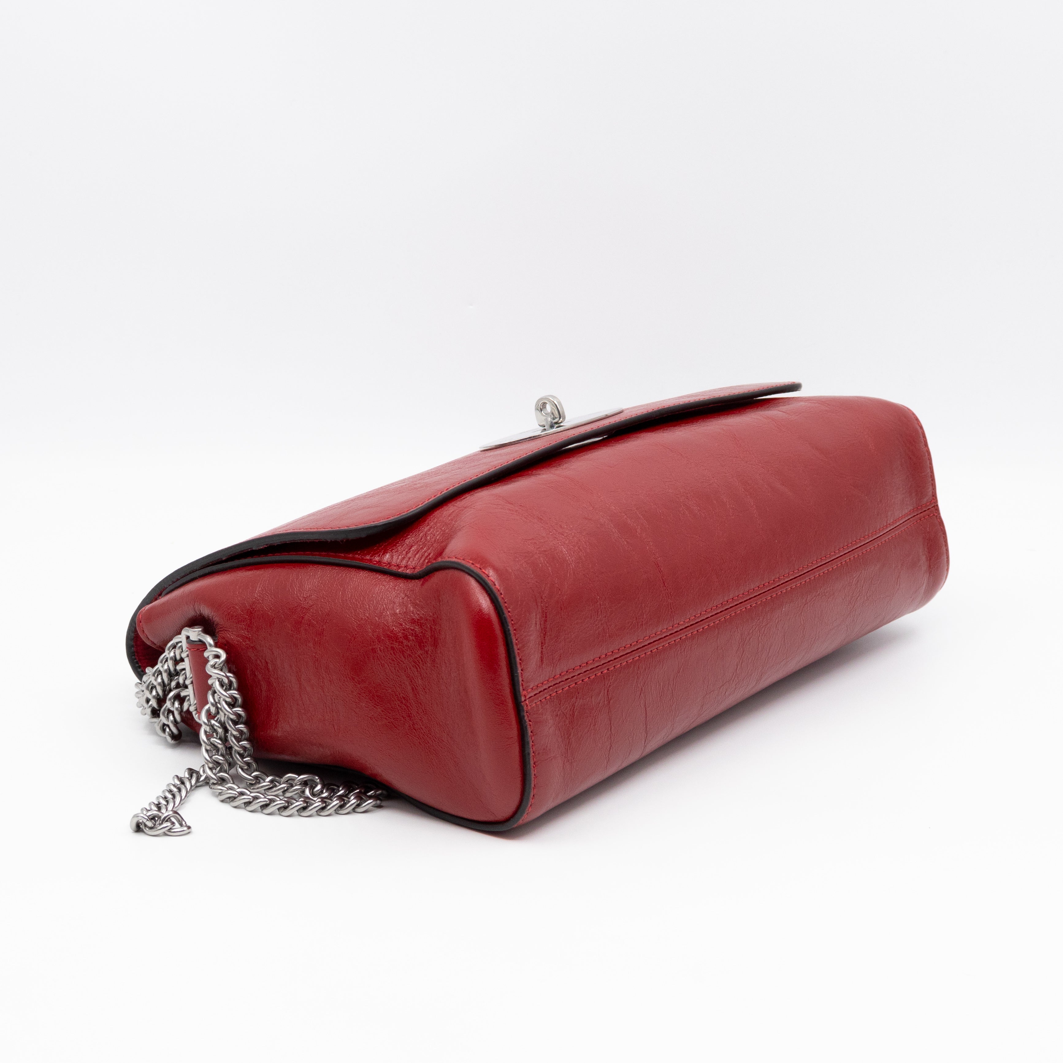 Lily Medium Triple Chain Lancaster Red Leather Silver