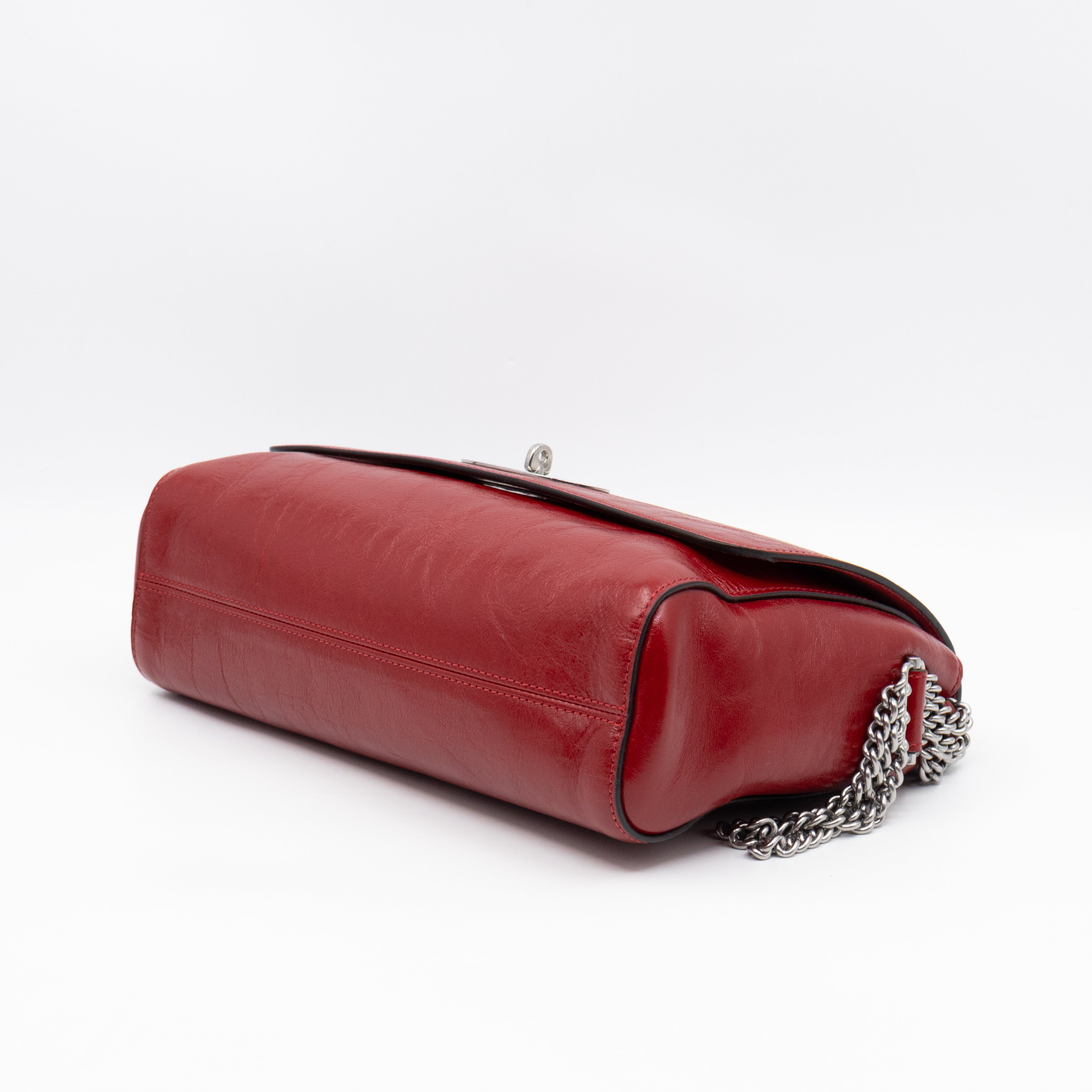 Lily Medium Triple Chain Lancaster Red Leather Silver