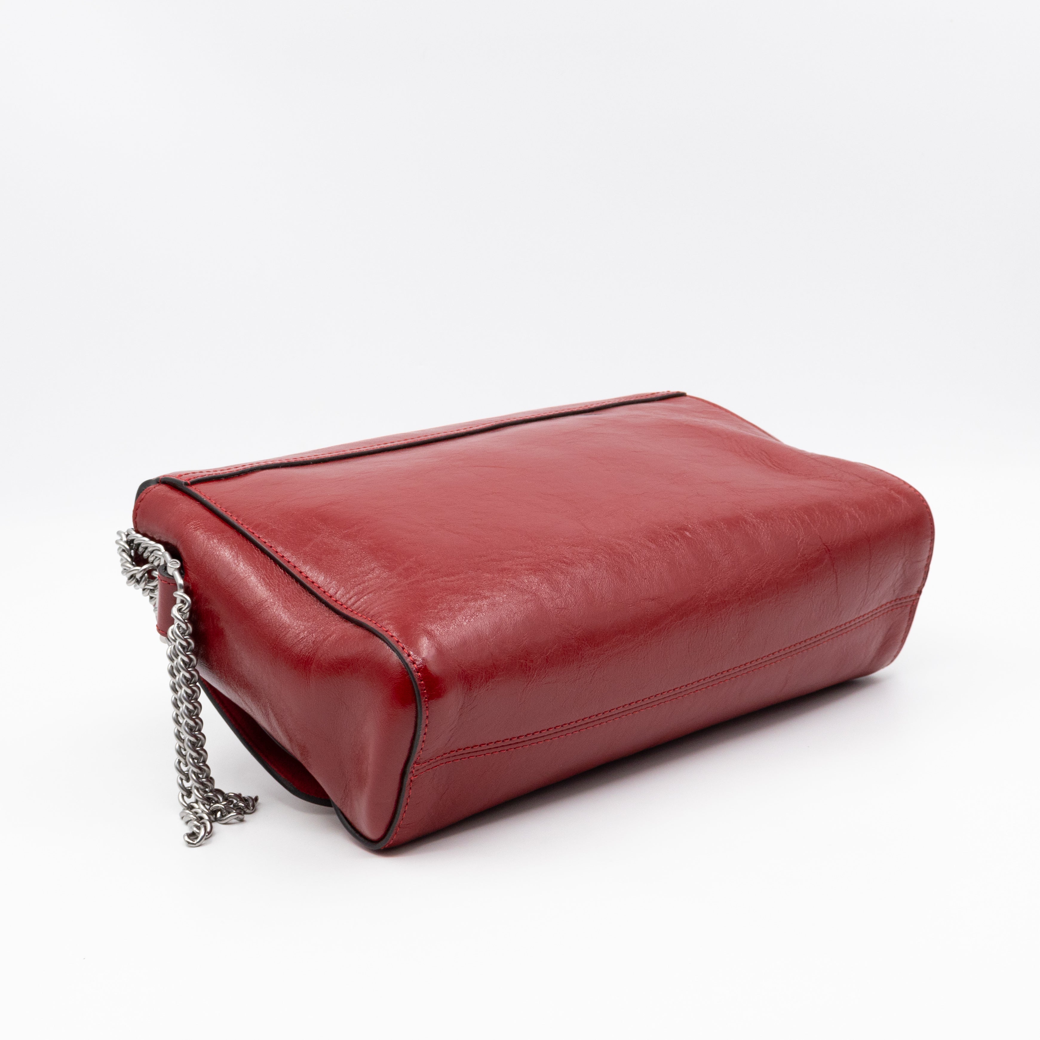 Lily Medium Triple Chain Lancaster Red Leather Silver