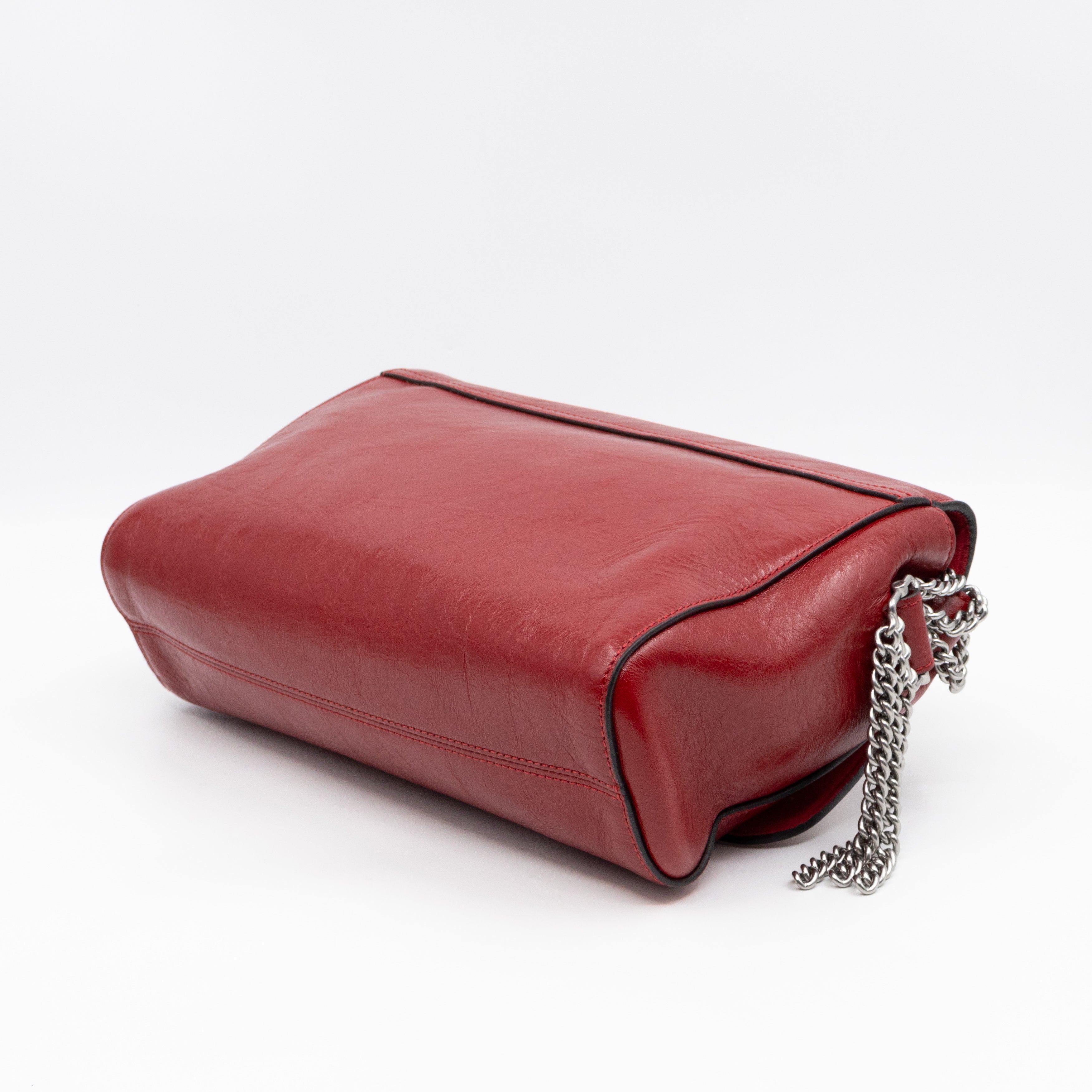 Lily Medium Triple Chain Lancaster Red Leather Silver