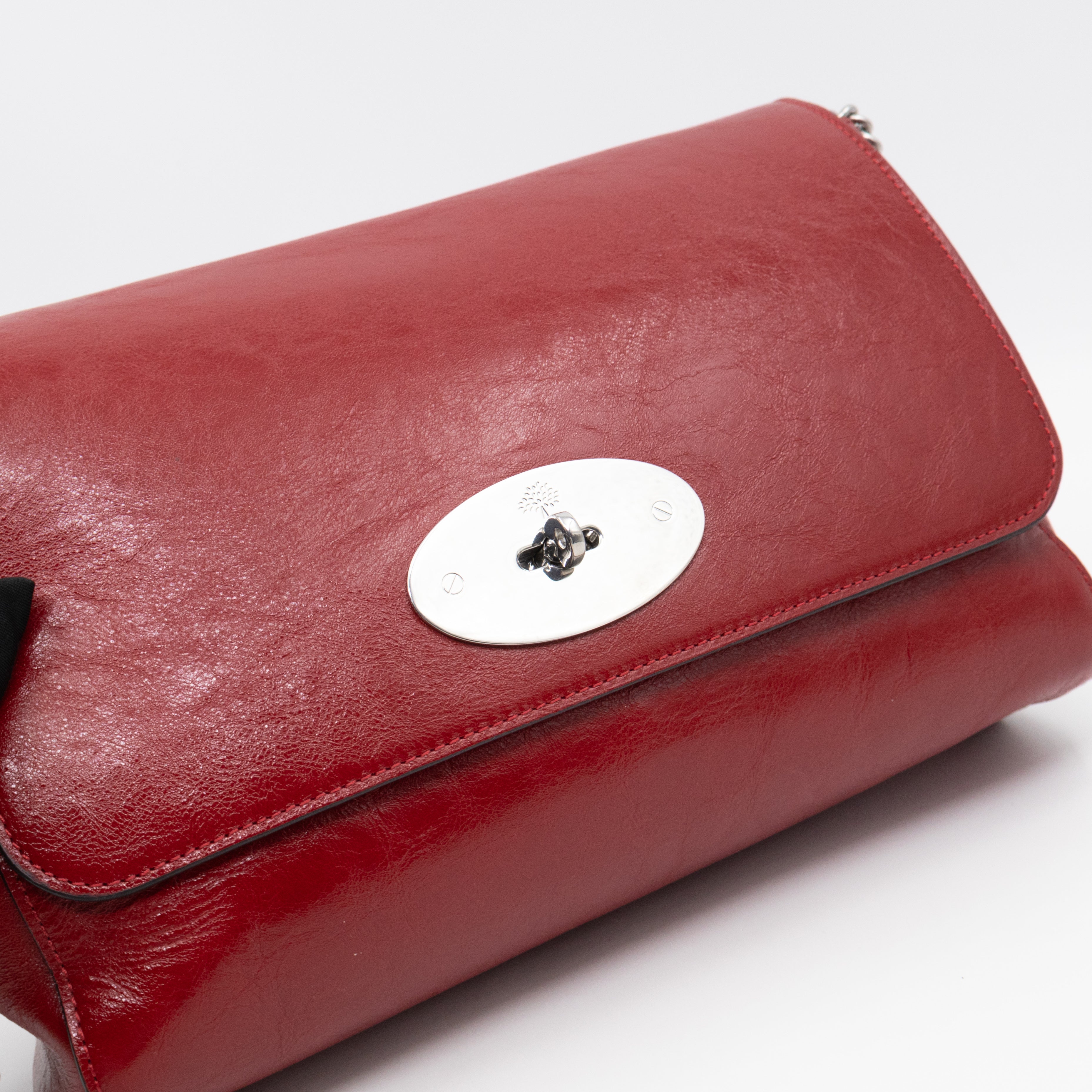 Lily Medium Triple Chain Lancaster Red Leather Silver