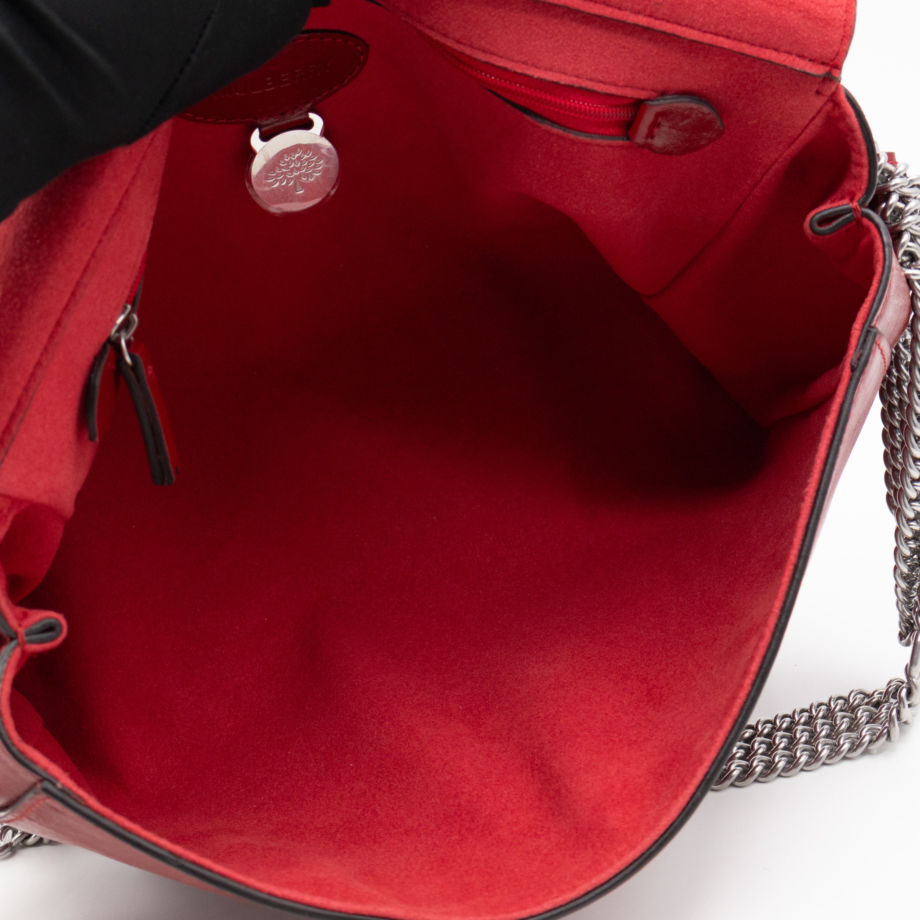 Lily Medium Triple Chain Lancaster Red Leather Silver