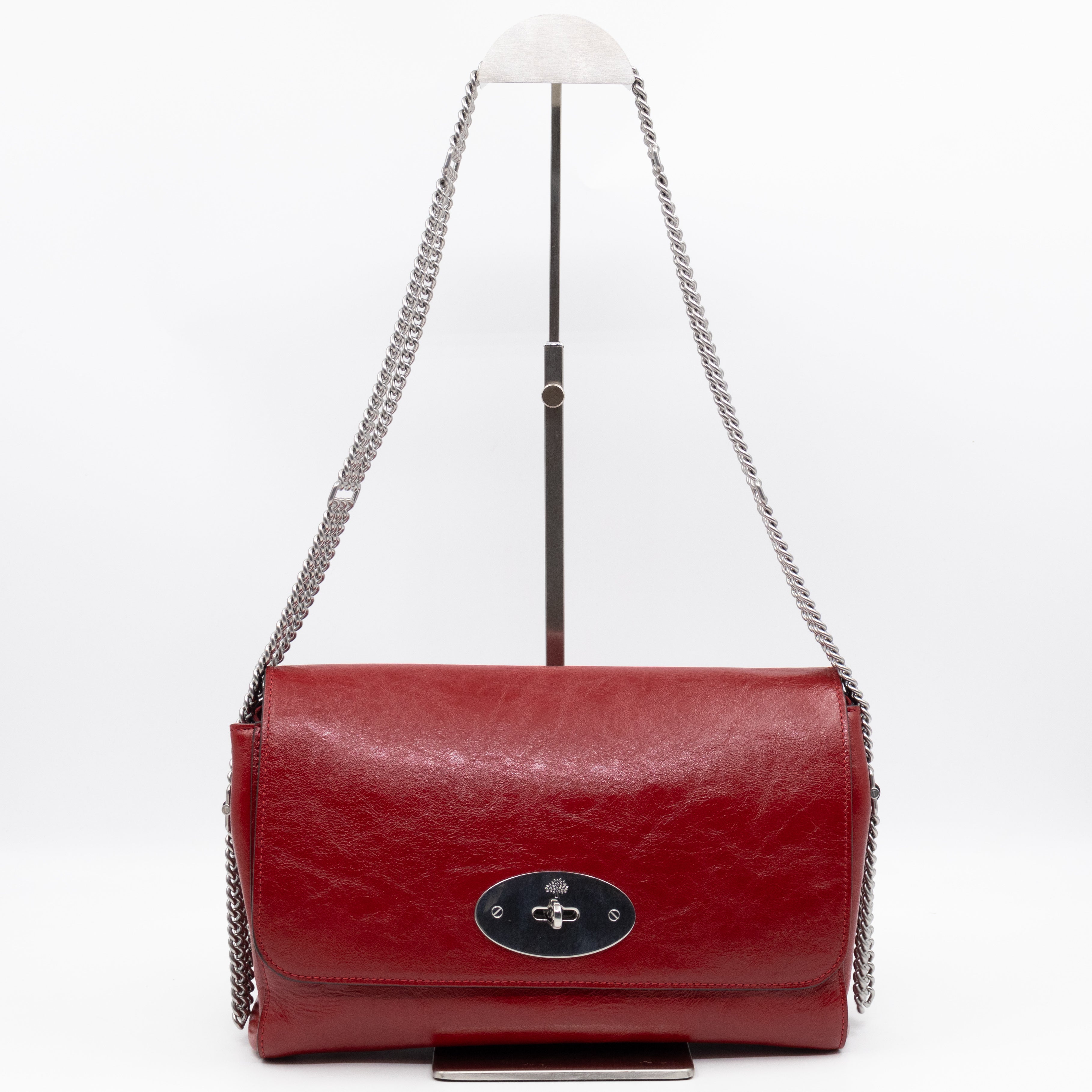 Lily Medium Triple Chain Lancaster Red Leather Silver