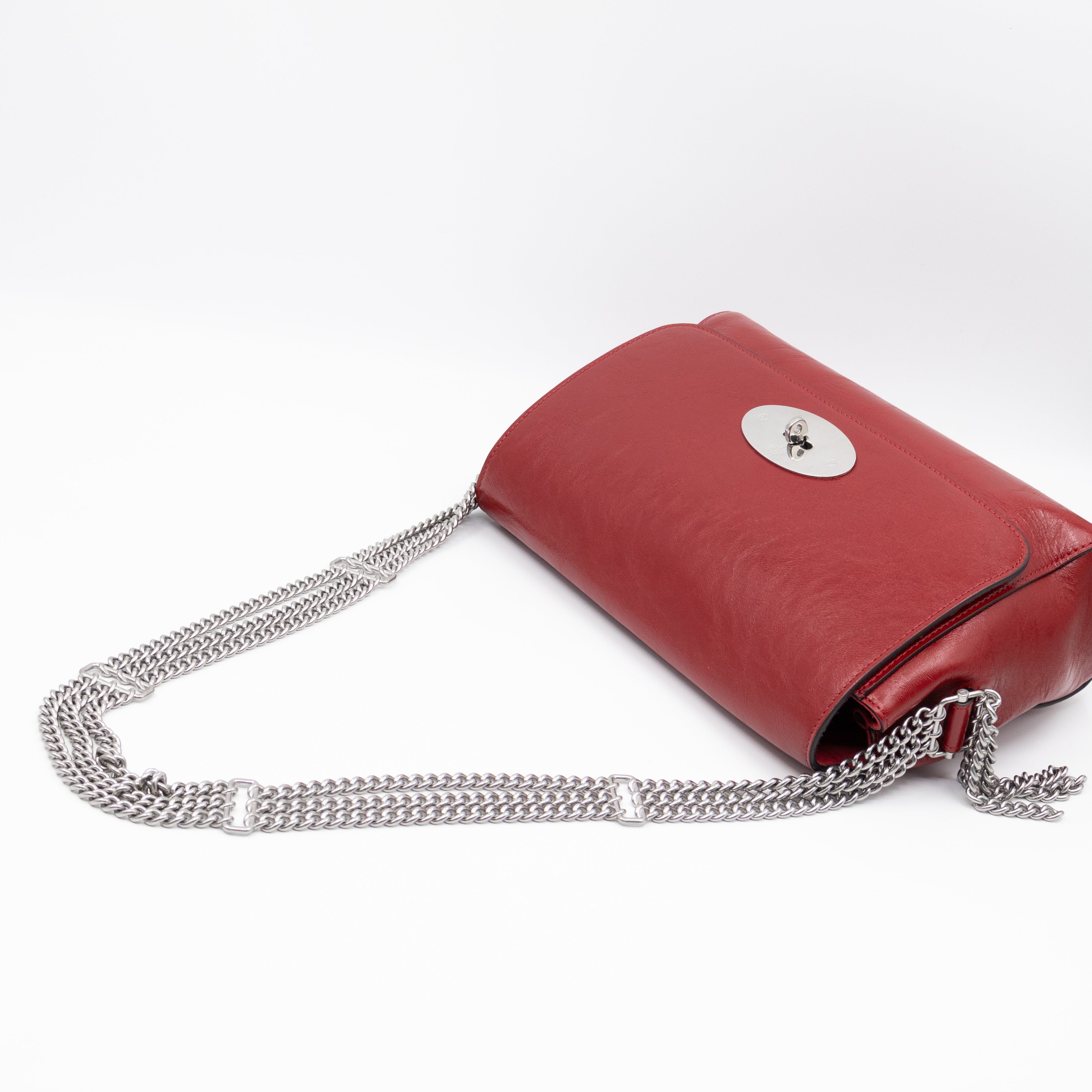 Lily Medium Triple Chain Lancaster Red Leather Silver