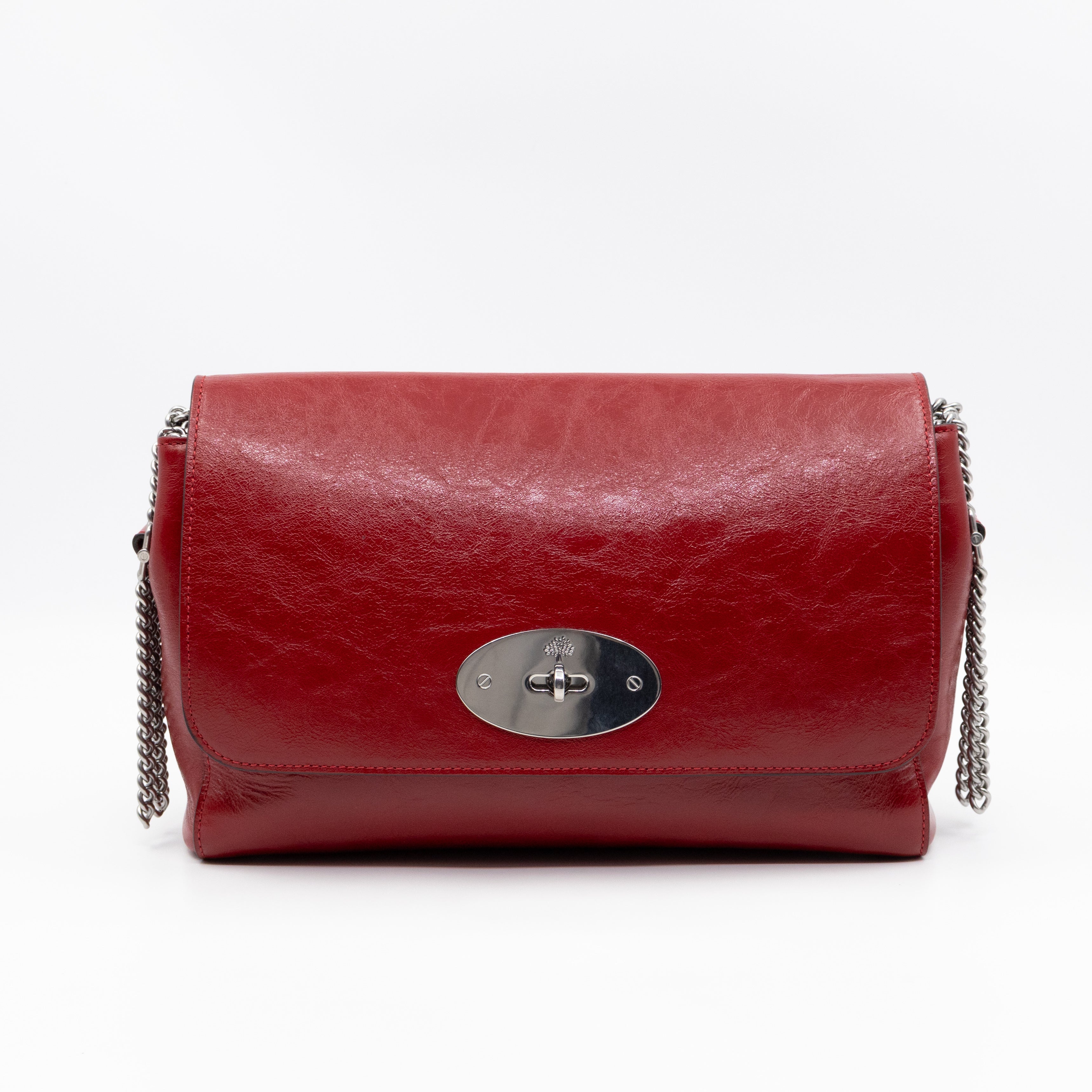 Lily Medium Triple Chain Lancaster Red Leather Silver