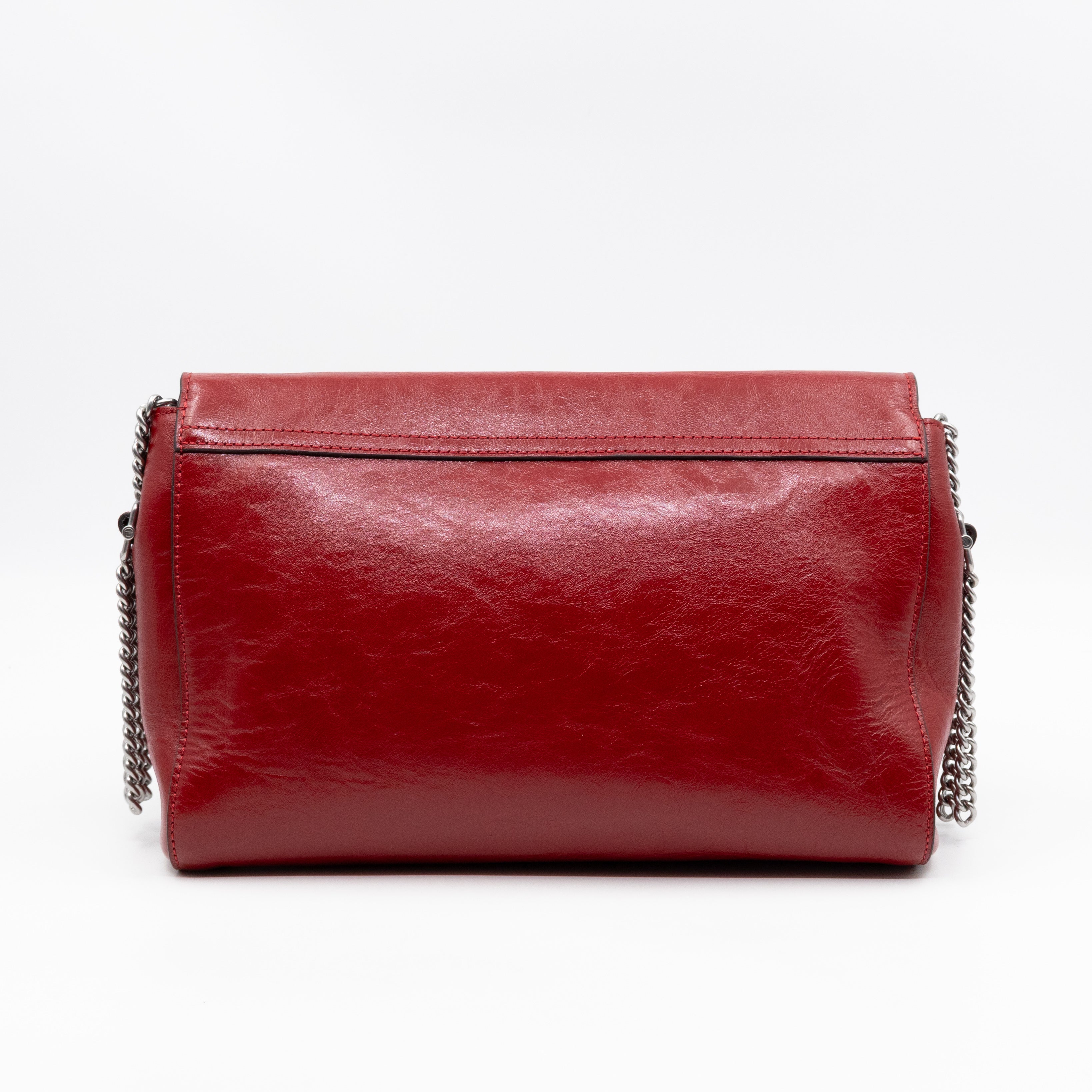 Lily Medium Triple Chain Lancaster Red Leather Silver