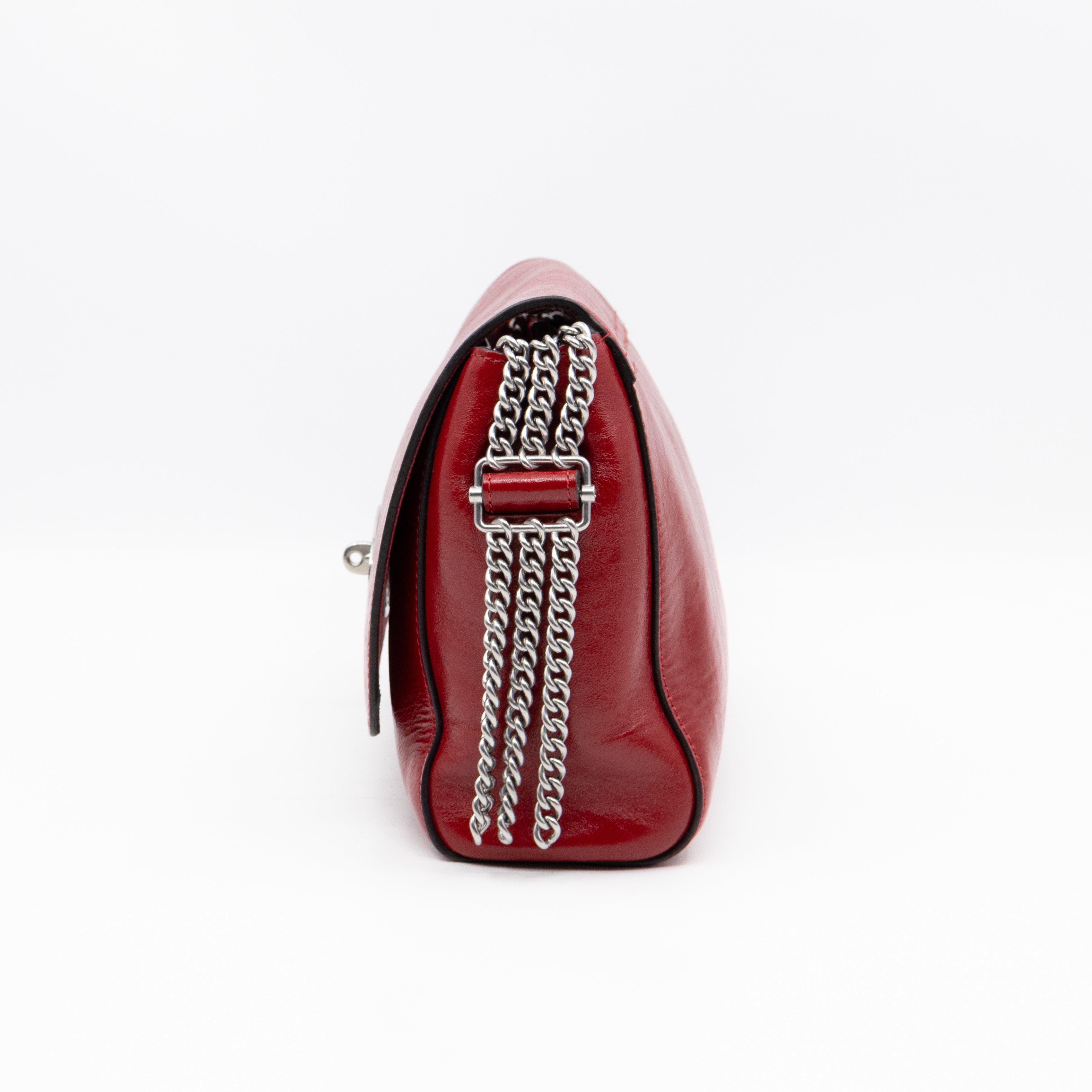 Lily Medium Triple Chain Lancaster Red Leather Silver