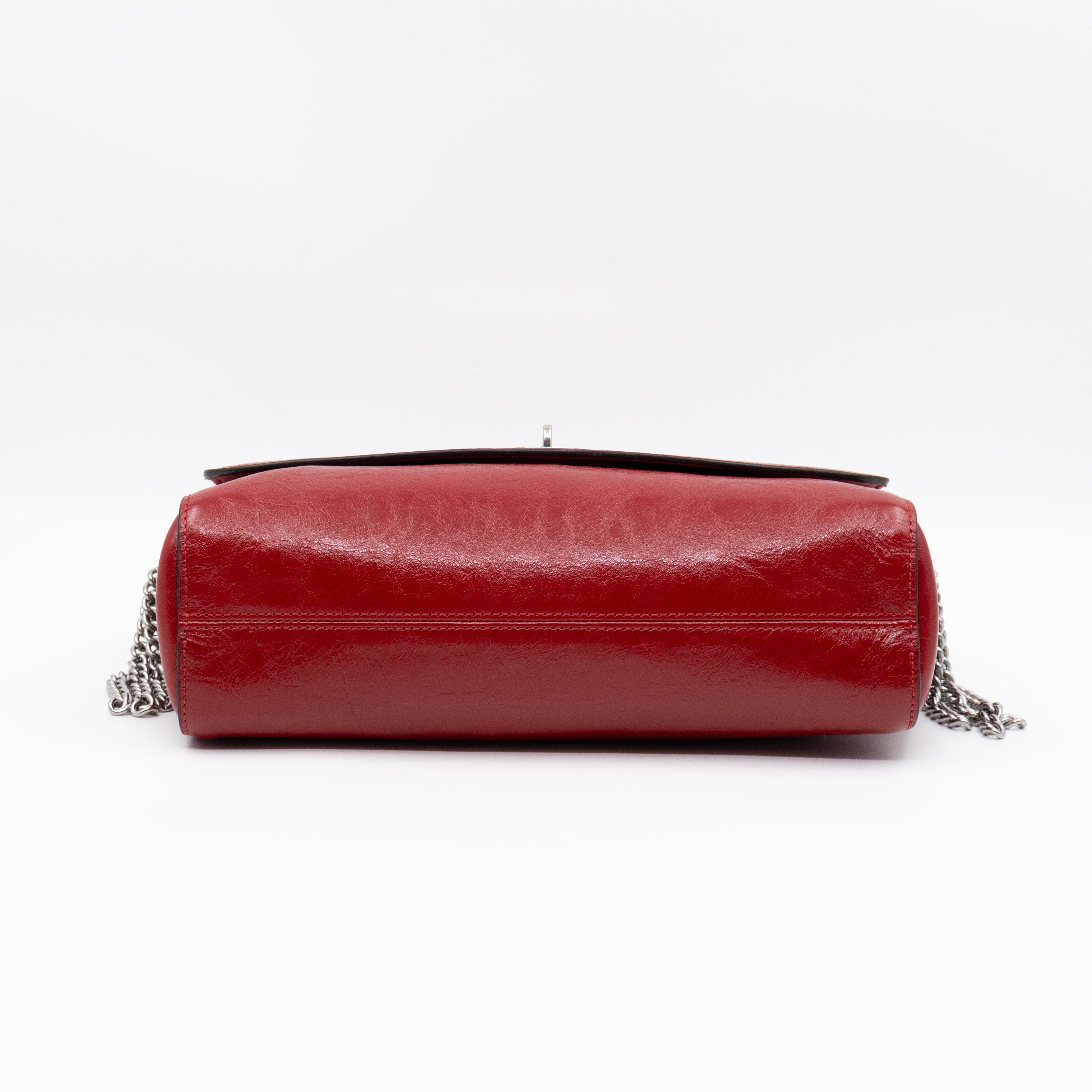 Lily Medium Triple Chain Lancaster Red Leather Silver