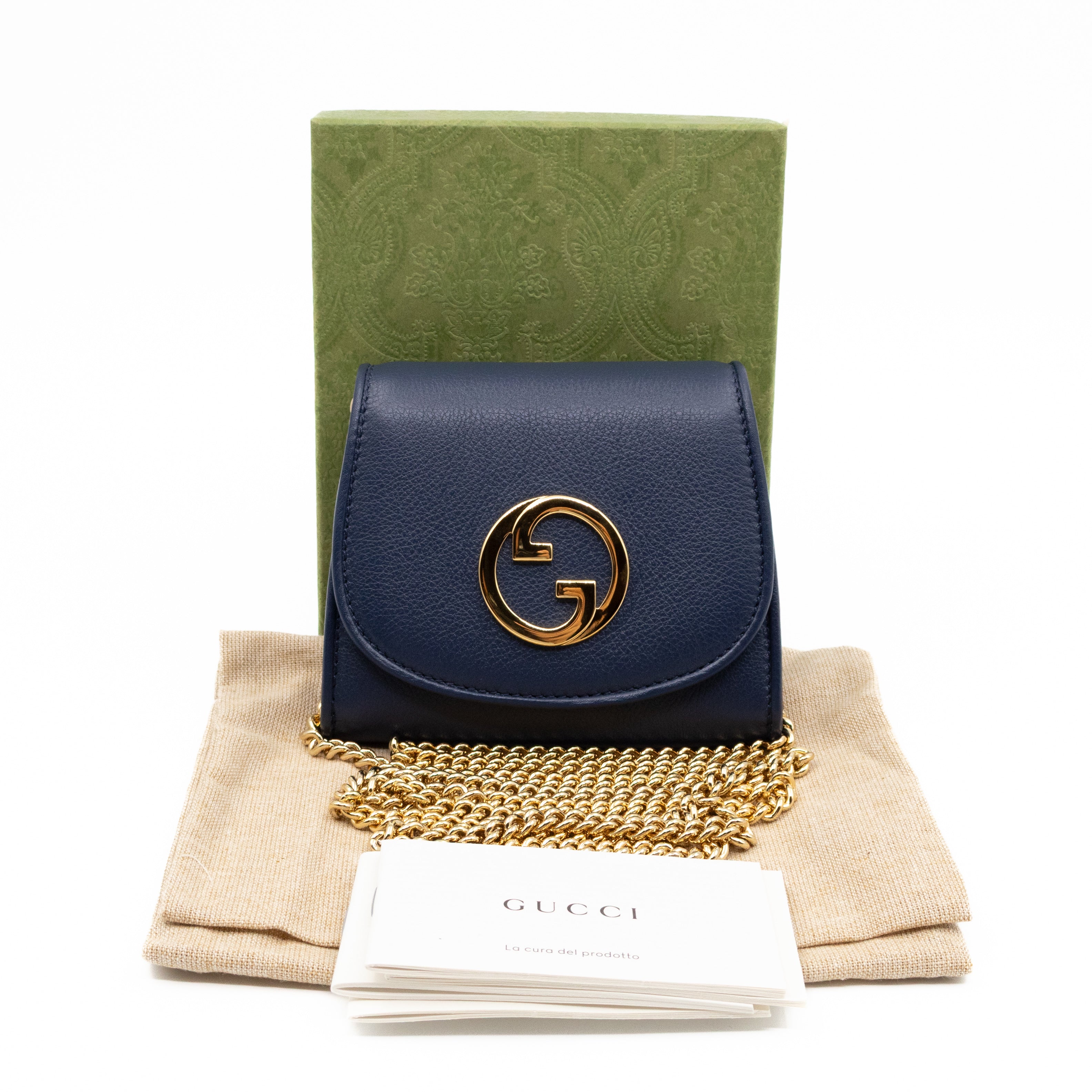 Blondie Medium Chain Wallet Bag Navy Leather