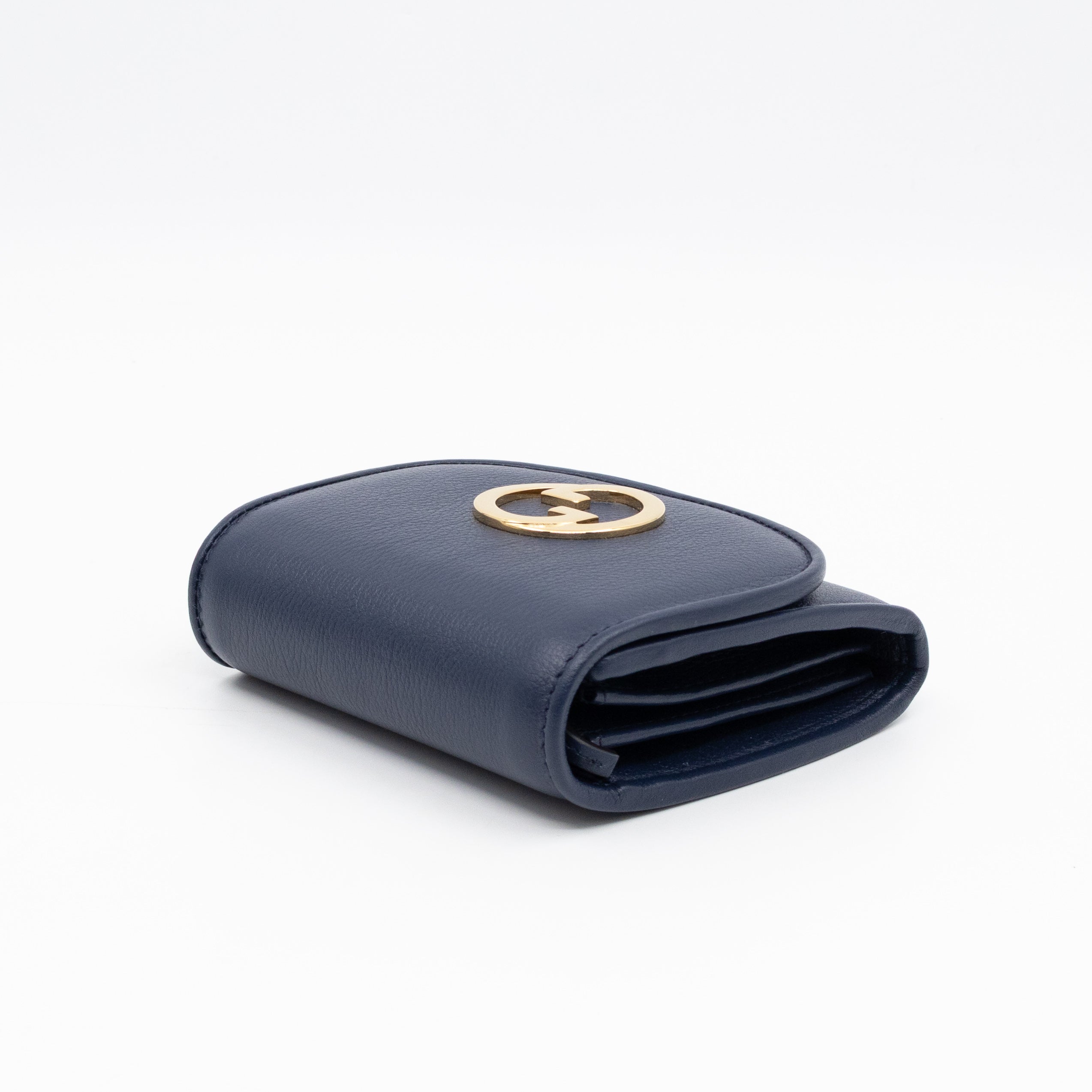 Blondie Medium Chain Wallet Bag Navy Leather