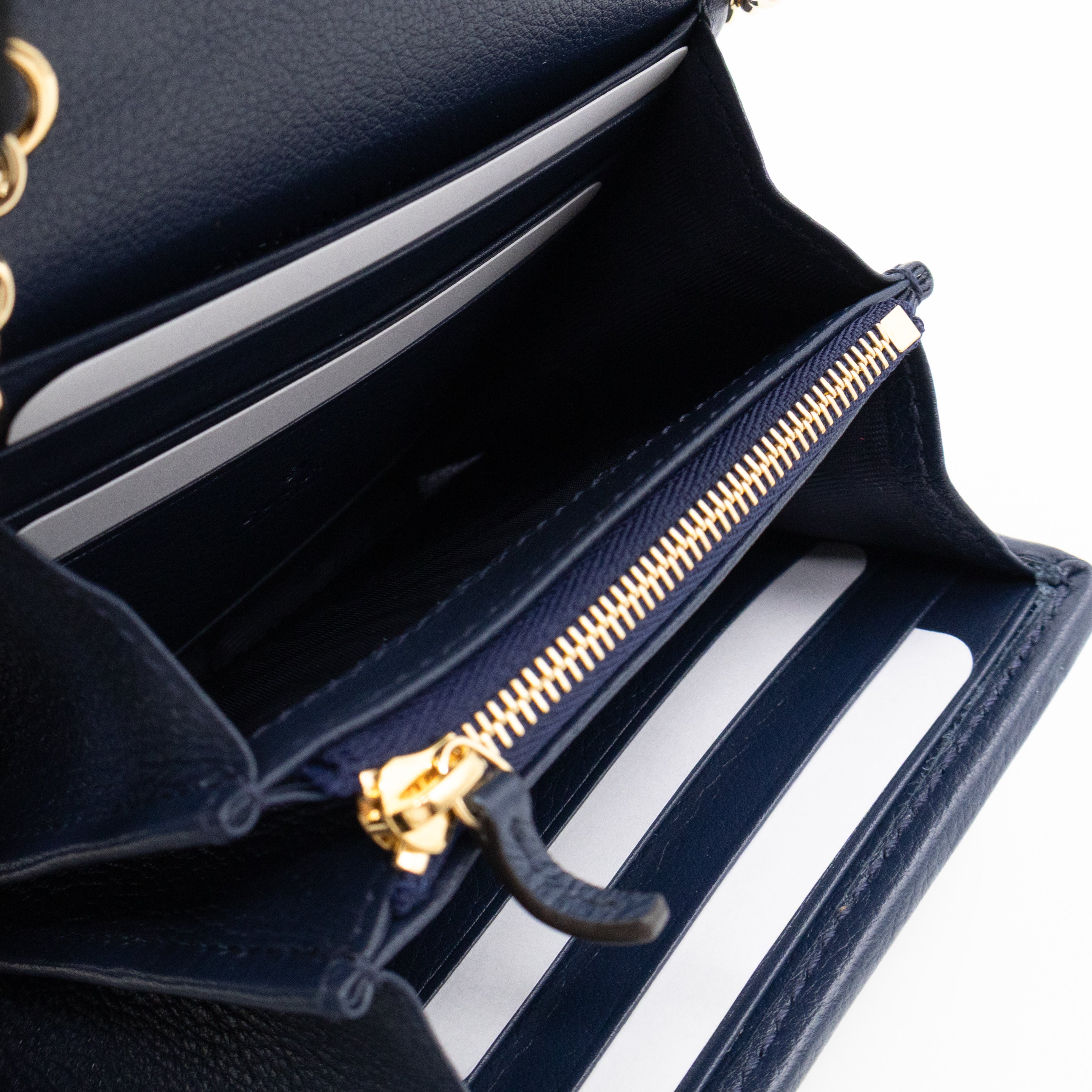 Blondie Medium Chain Wallet Bag Navy Leather