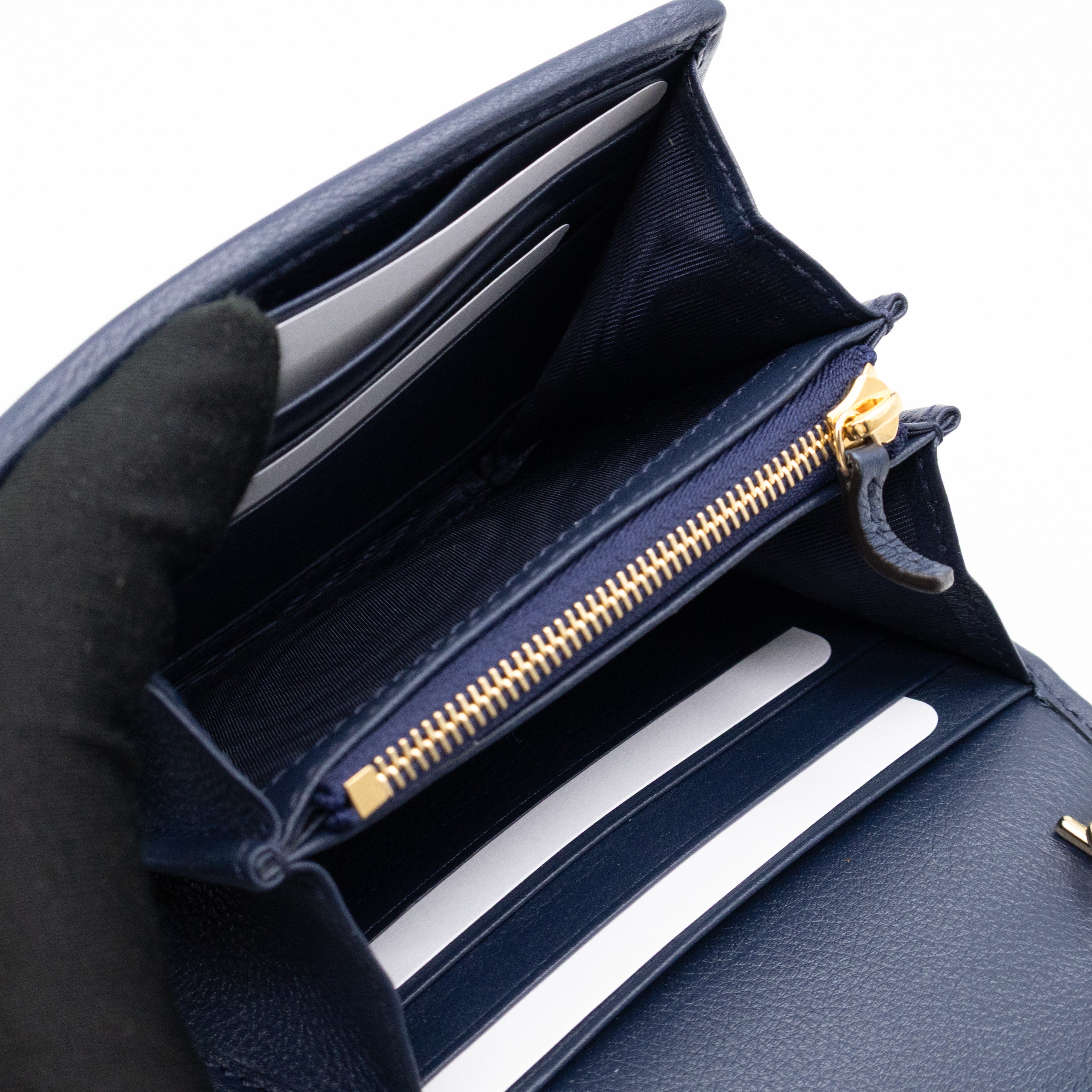 Blondie Medium Chain Wallet Bag Navy Leather