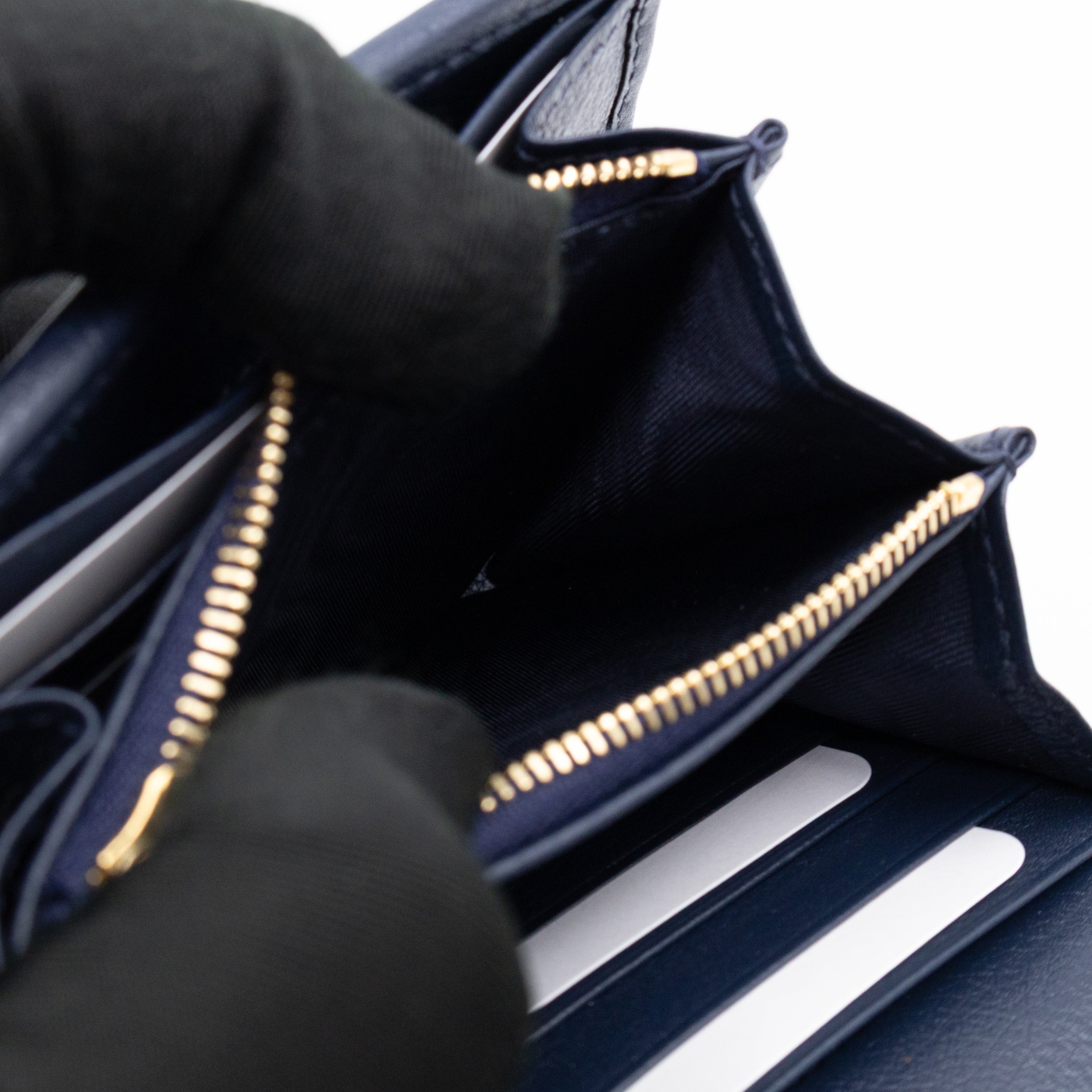 Blondie Medium Chain Wallet Bag Navy Leather