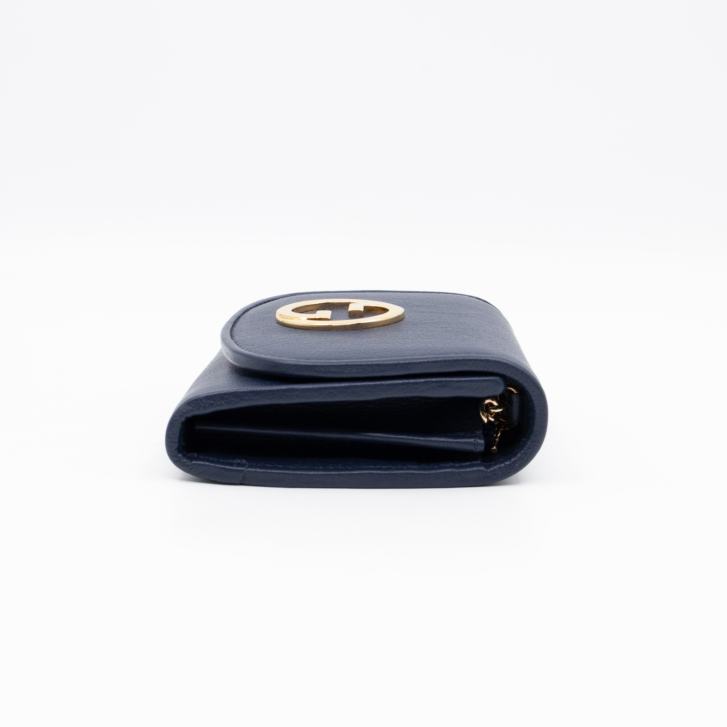 Blondie Medium Chain Wallet Bag Navy Leather