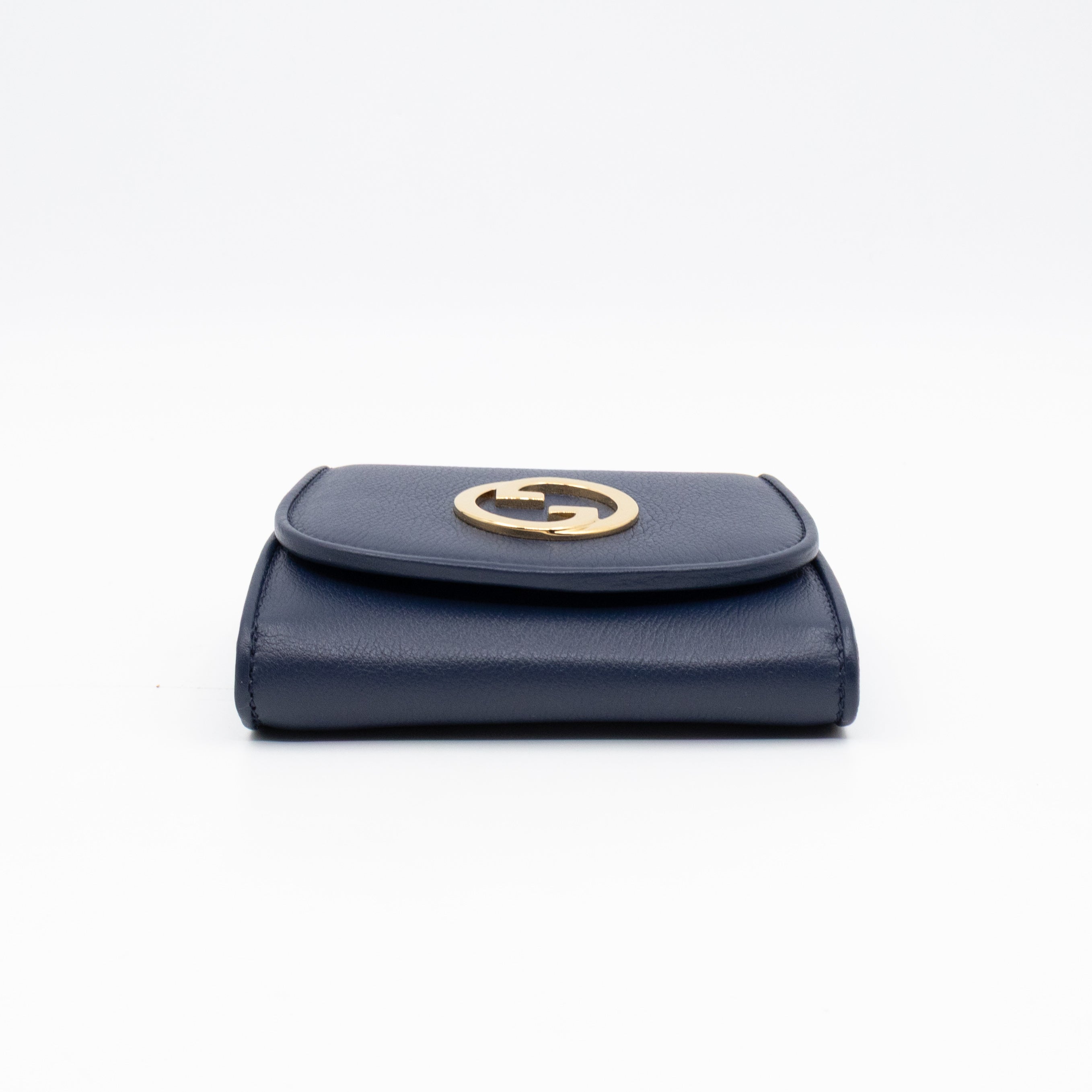 Blondie Medium Chain Wallet Bag Navy Leather