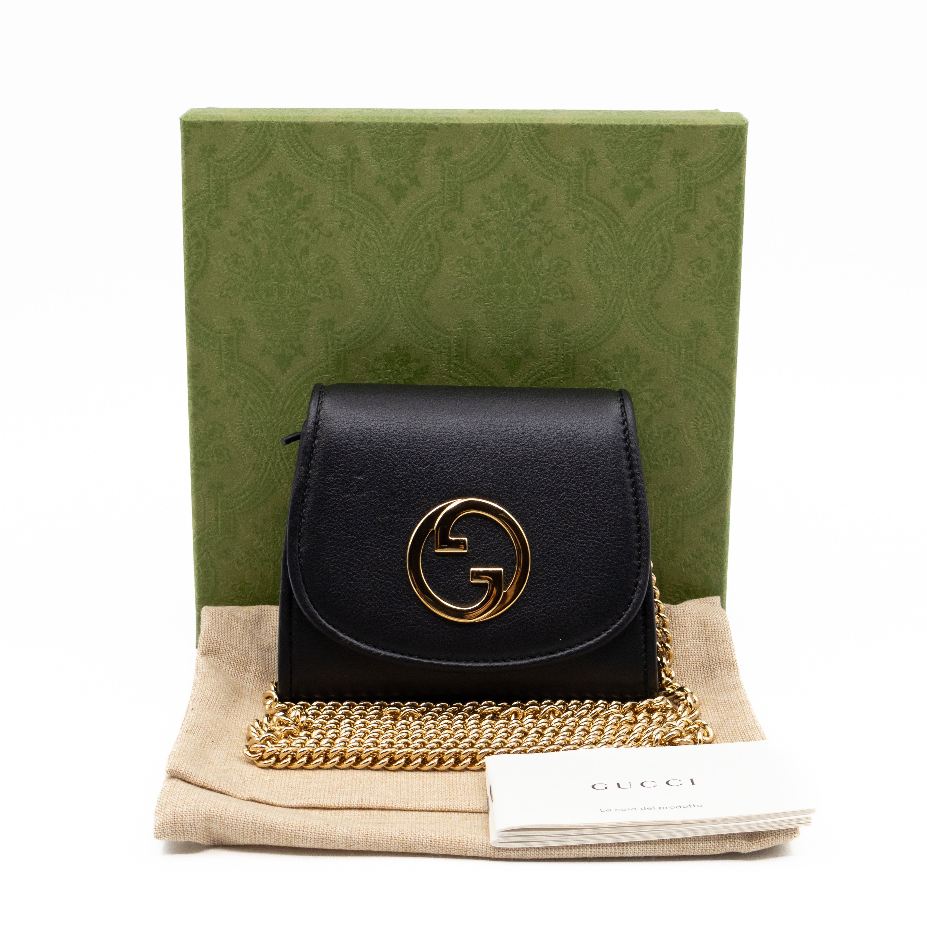 Blondie Medium Chain Wallet Bag Black Leather