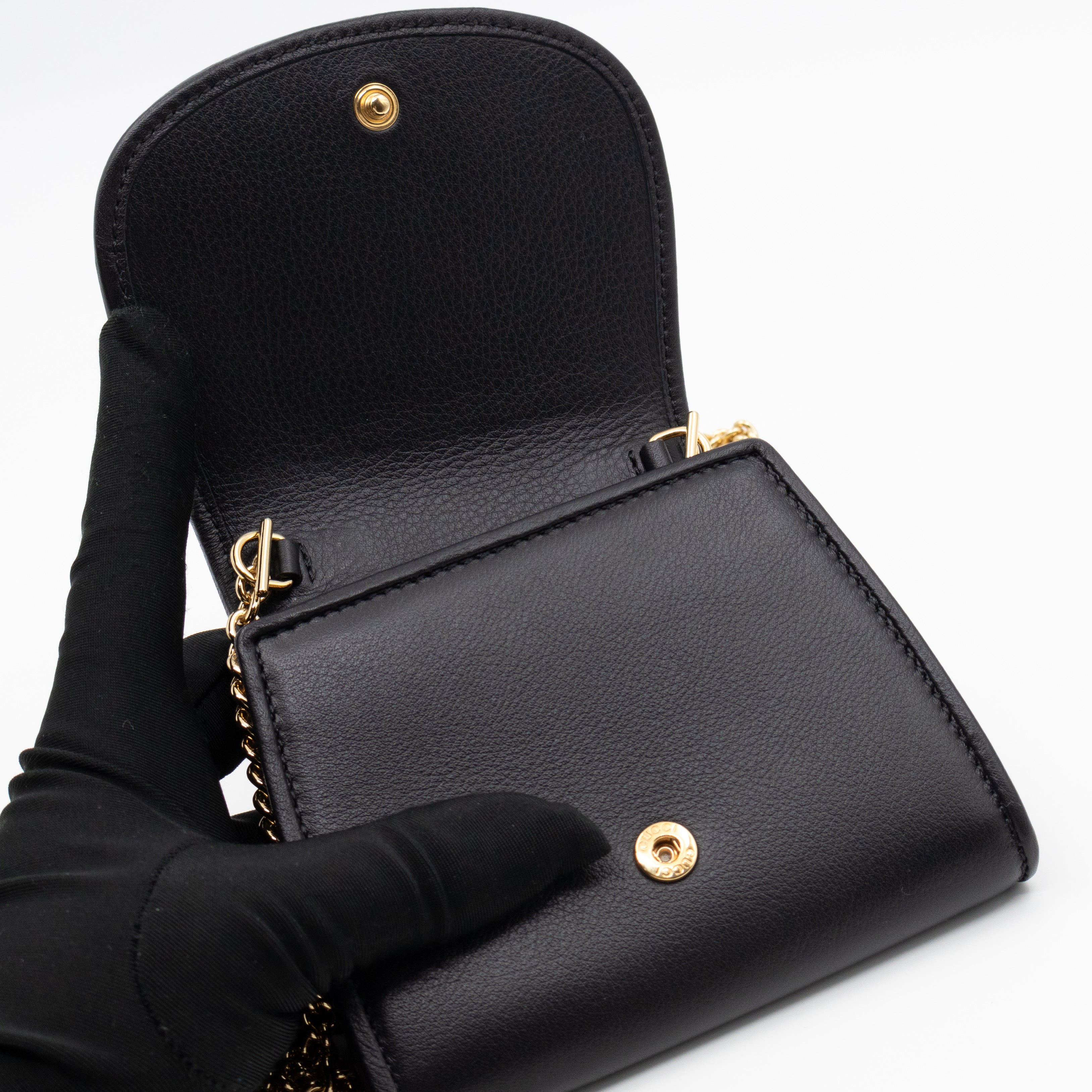 Blondie Medium Chain Wallet Bag Black Leather