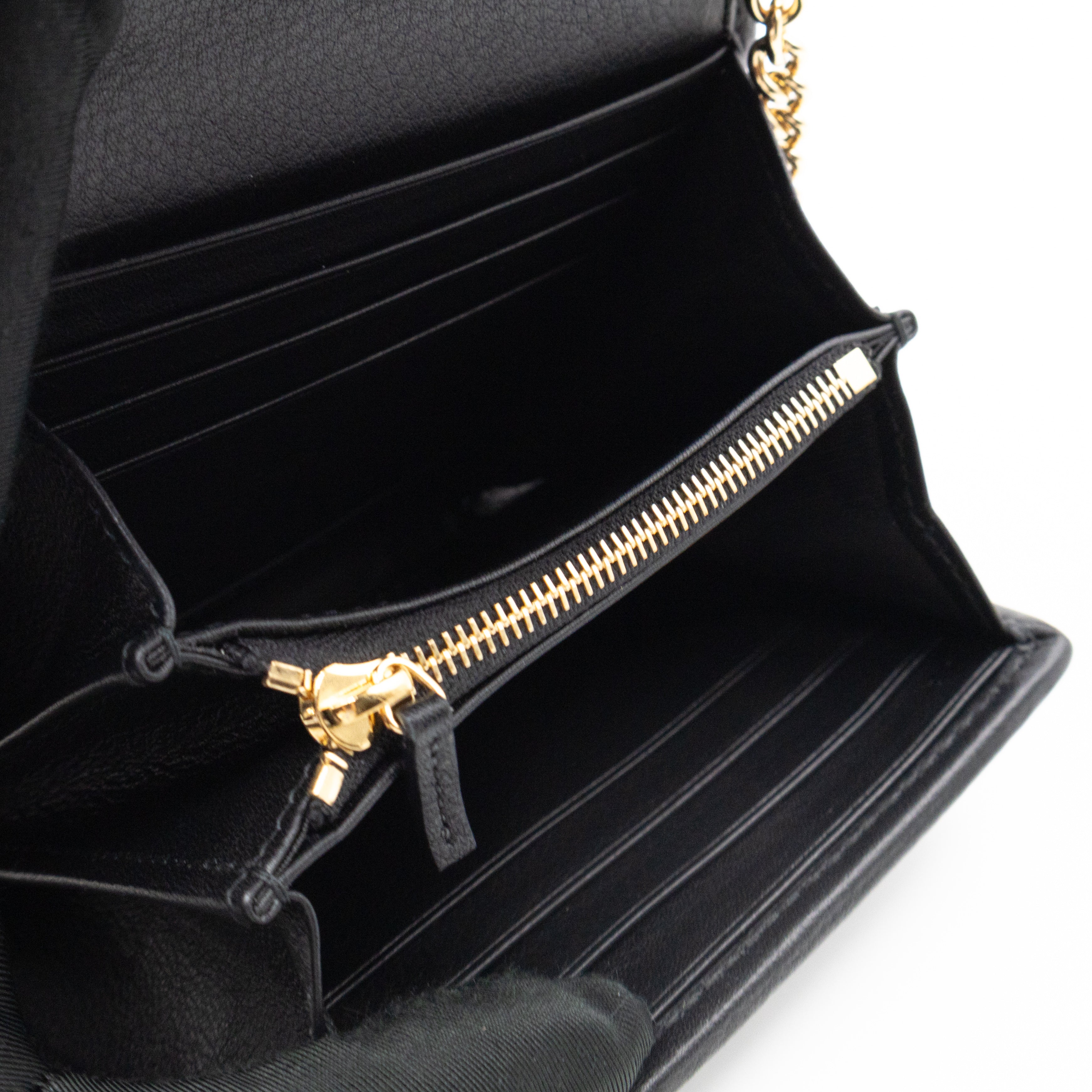 Blondie Medium Chain Wallet Bag Black Leather