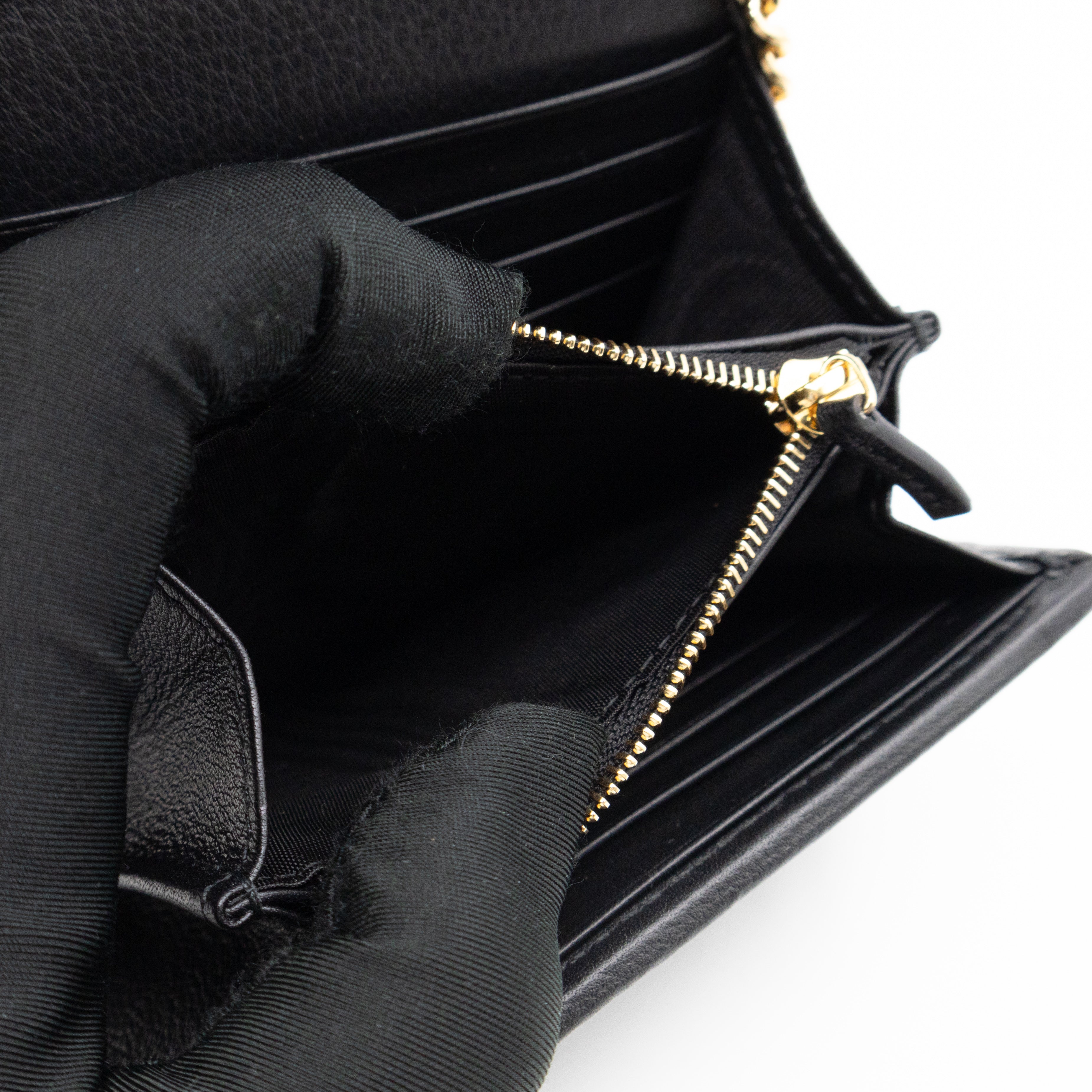 Blondie Medium Chain Wallet Bag Black Leather