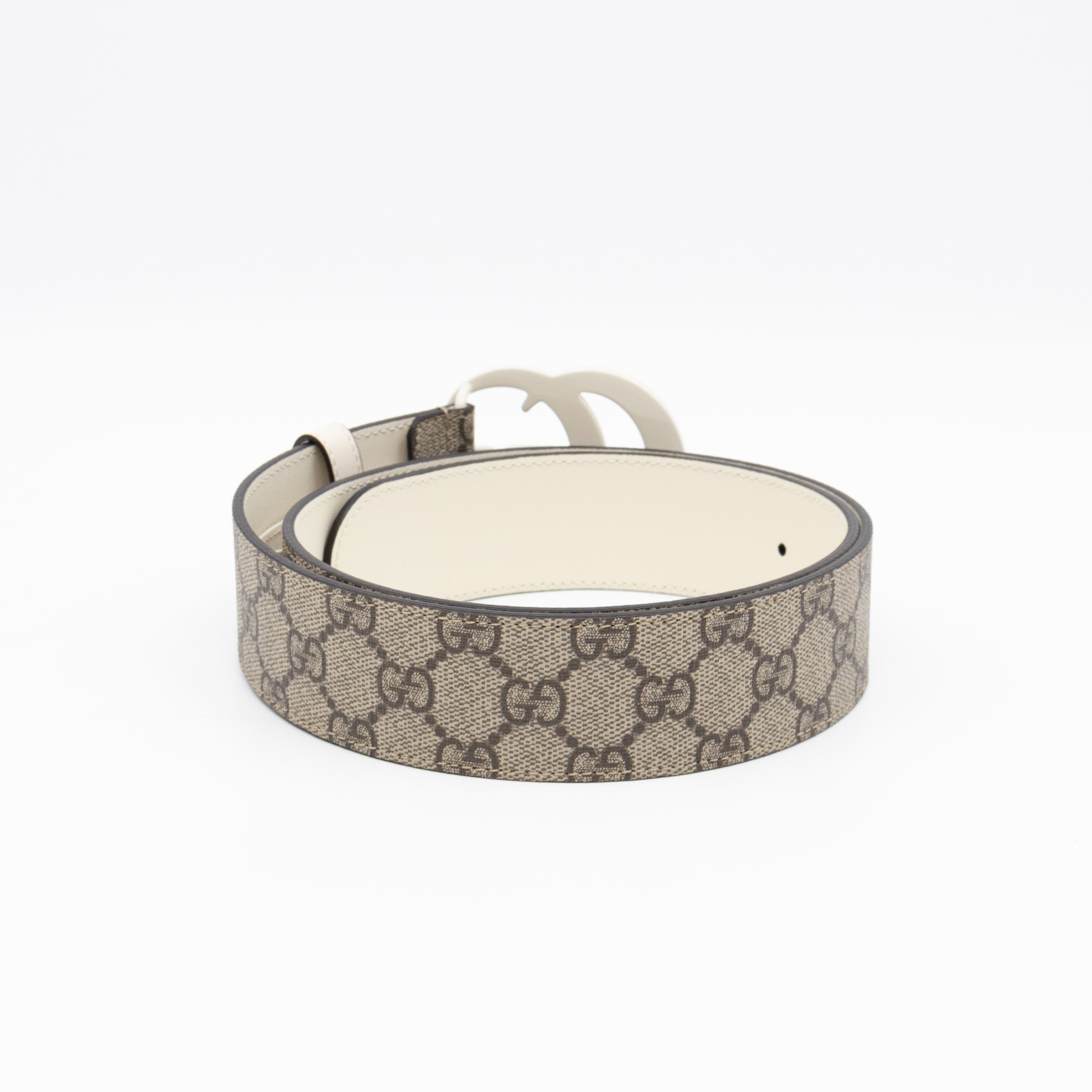 GG Marmont Wide Belt GG Supreme White Leather 85/34