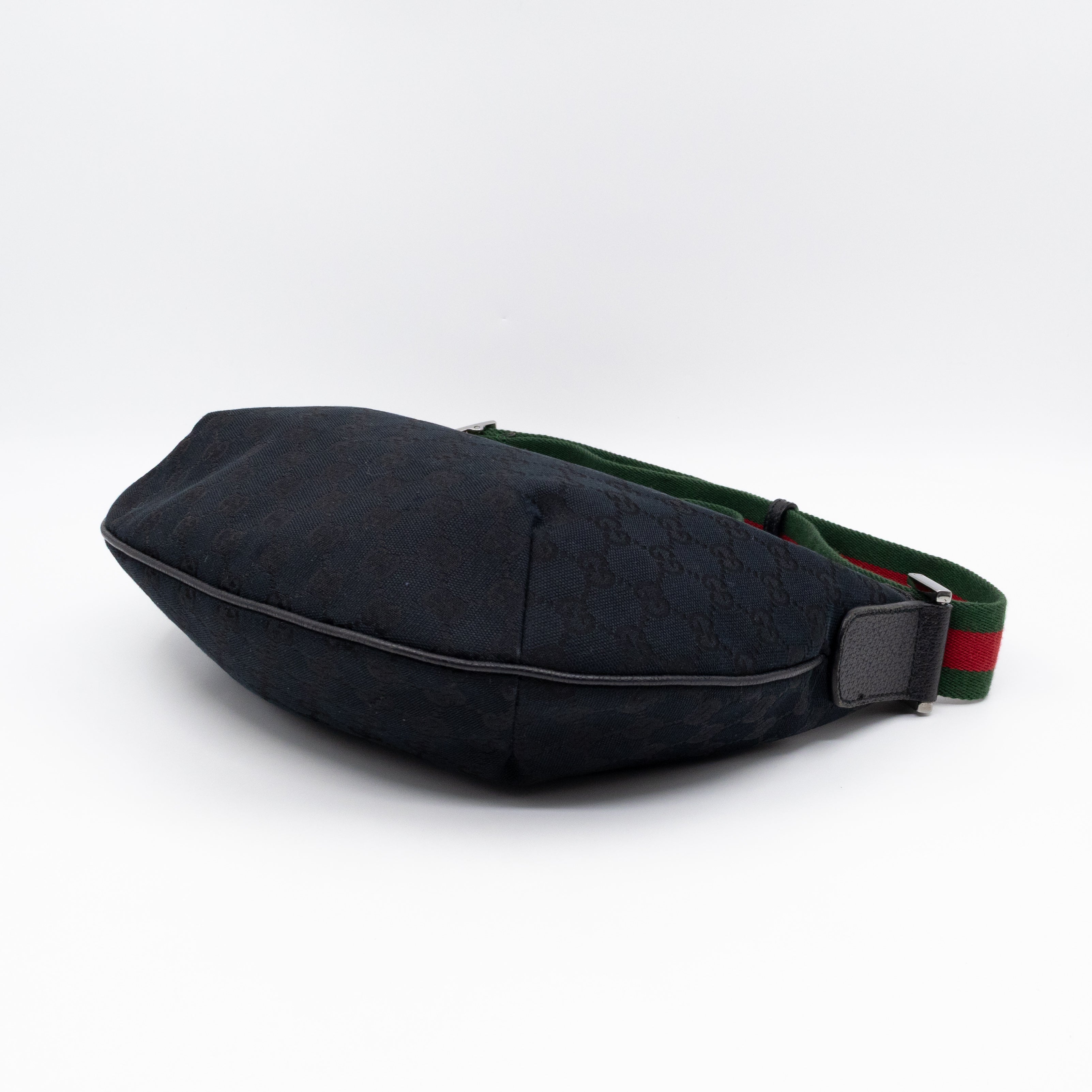 Vintage Web Hobo Messenger Bag Black GG Canvas
