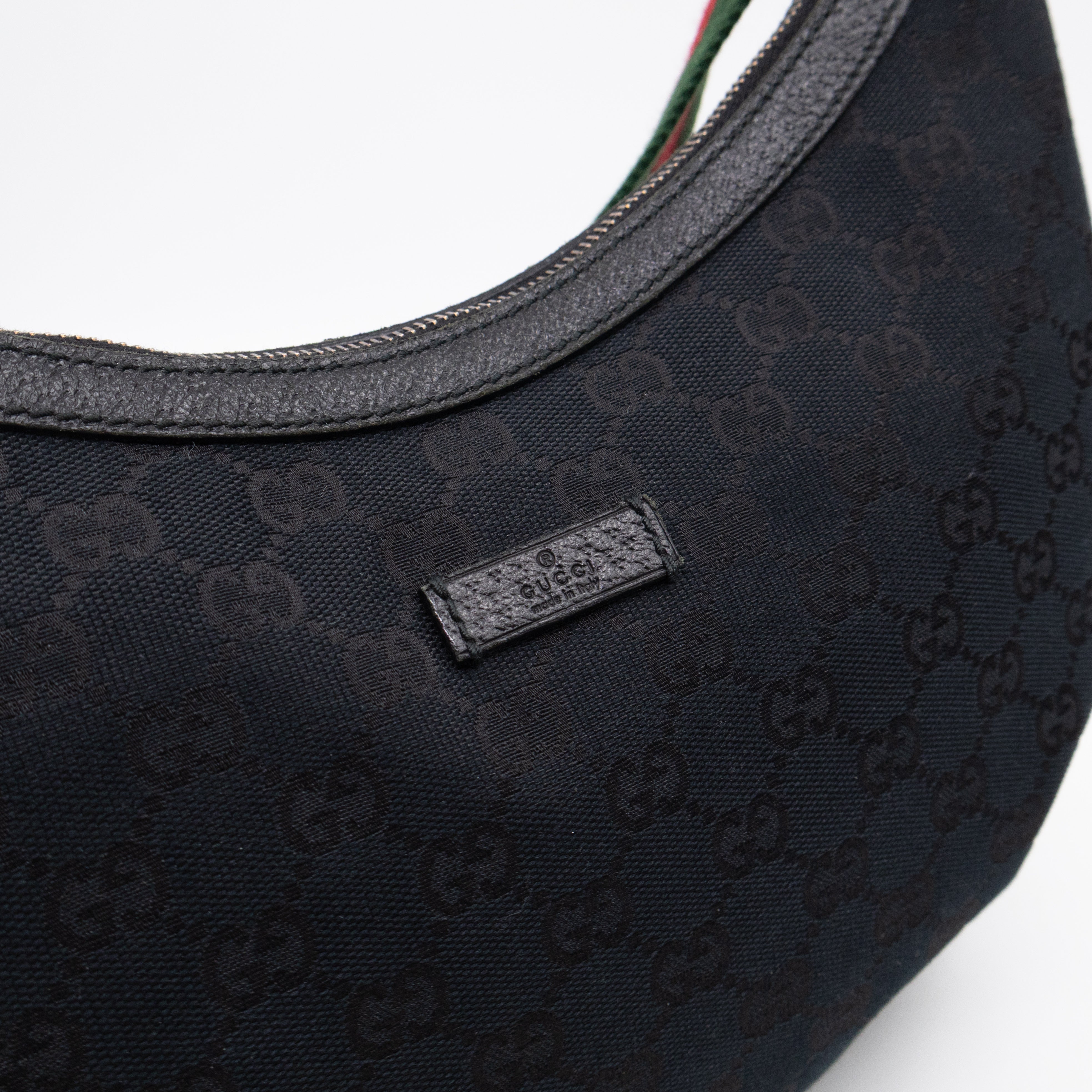 Vintage Web Hobo Messenger Bag Black GG Canvas