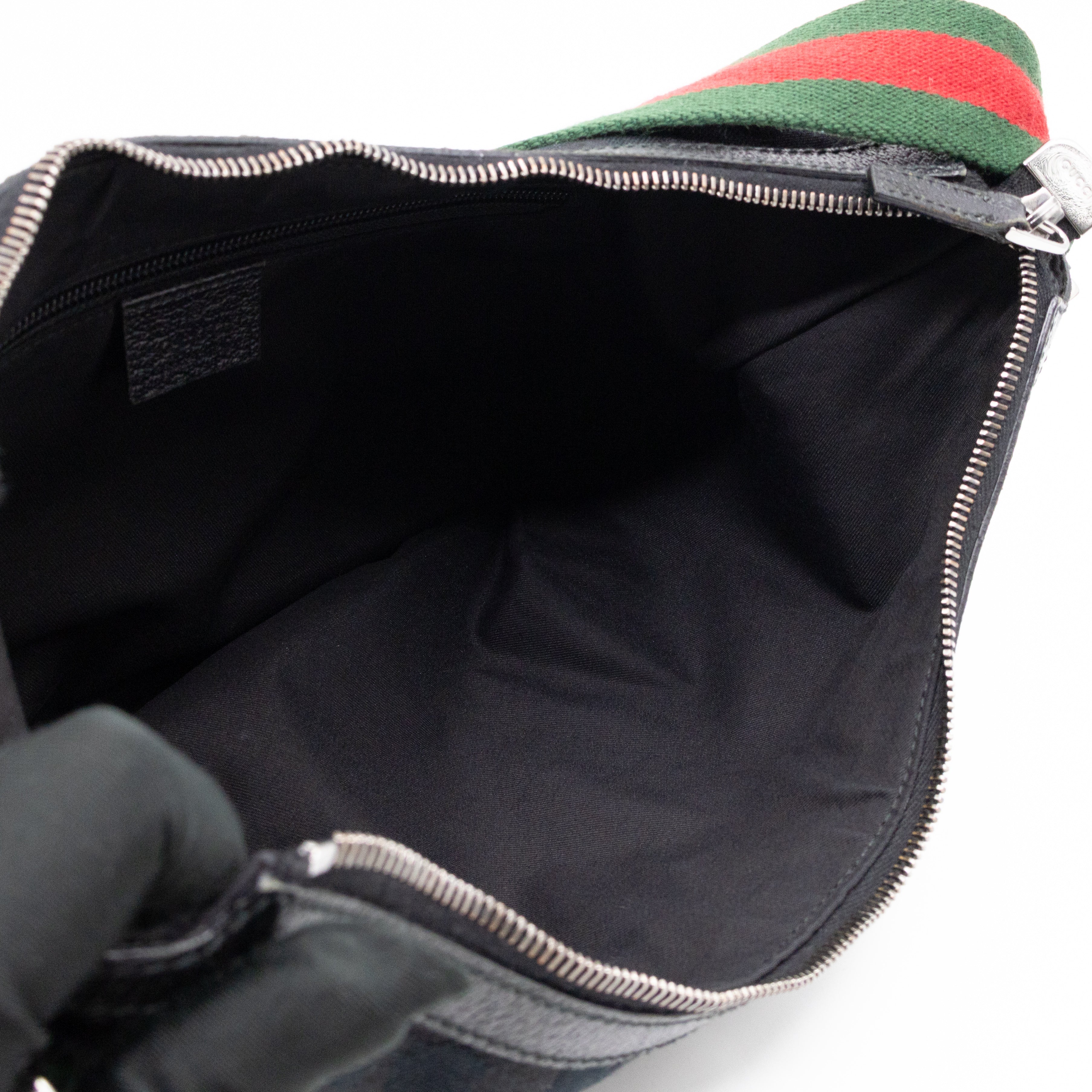 Vintage Web Hobo Messenger Bag Black GG Canvas