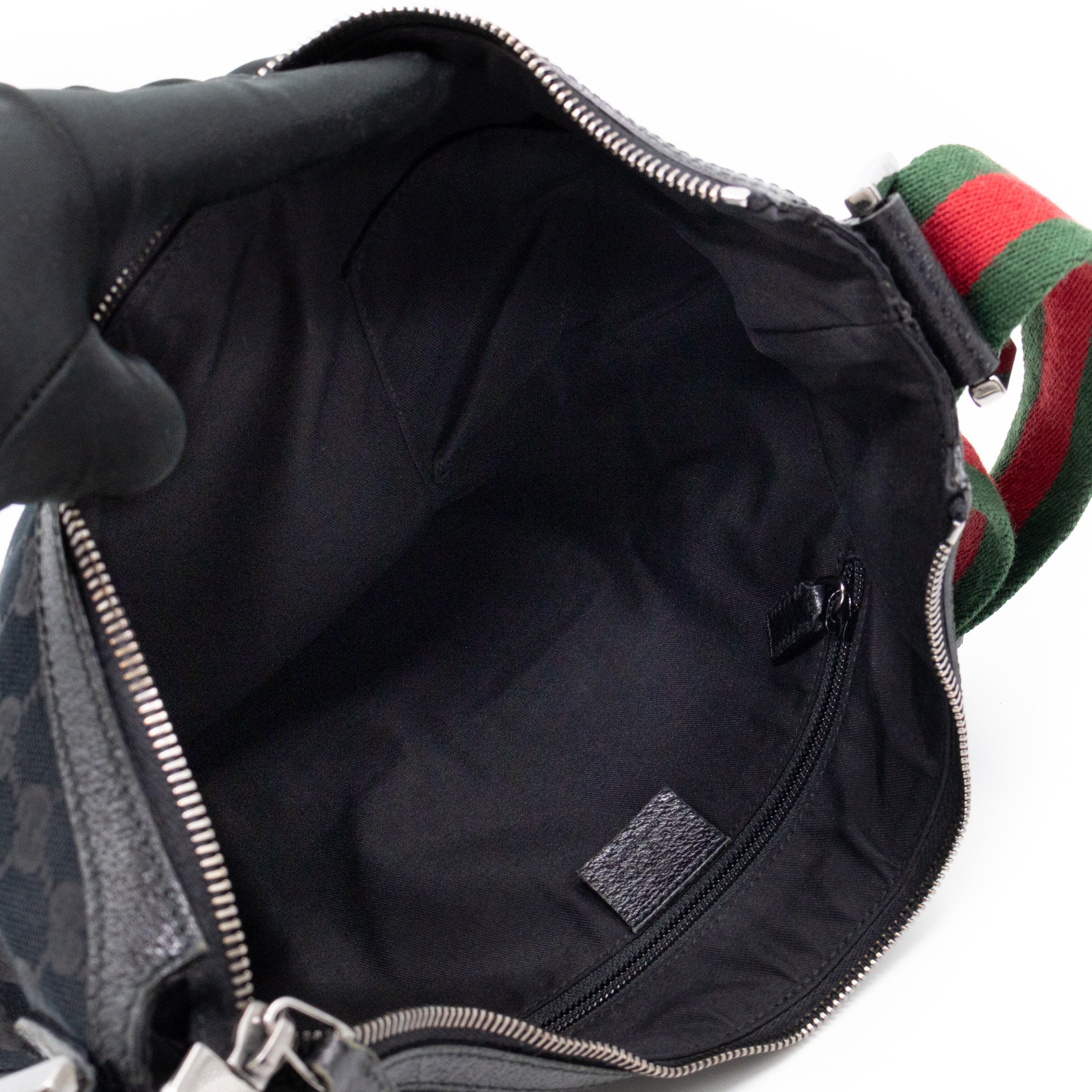 Vintage Web Hobo Messenger Bag Black GG Canvas