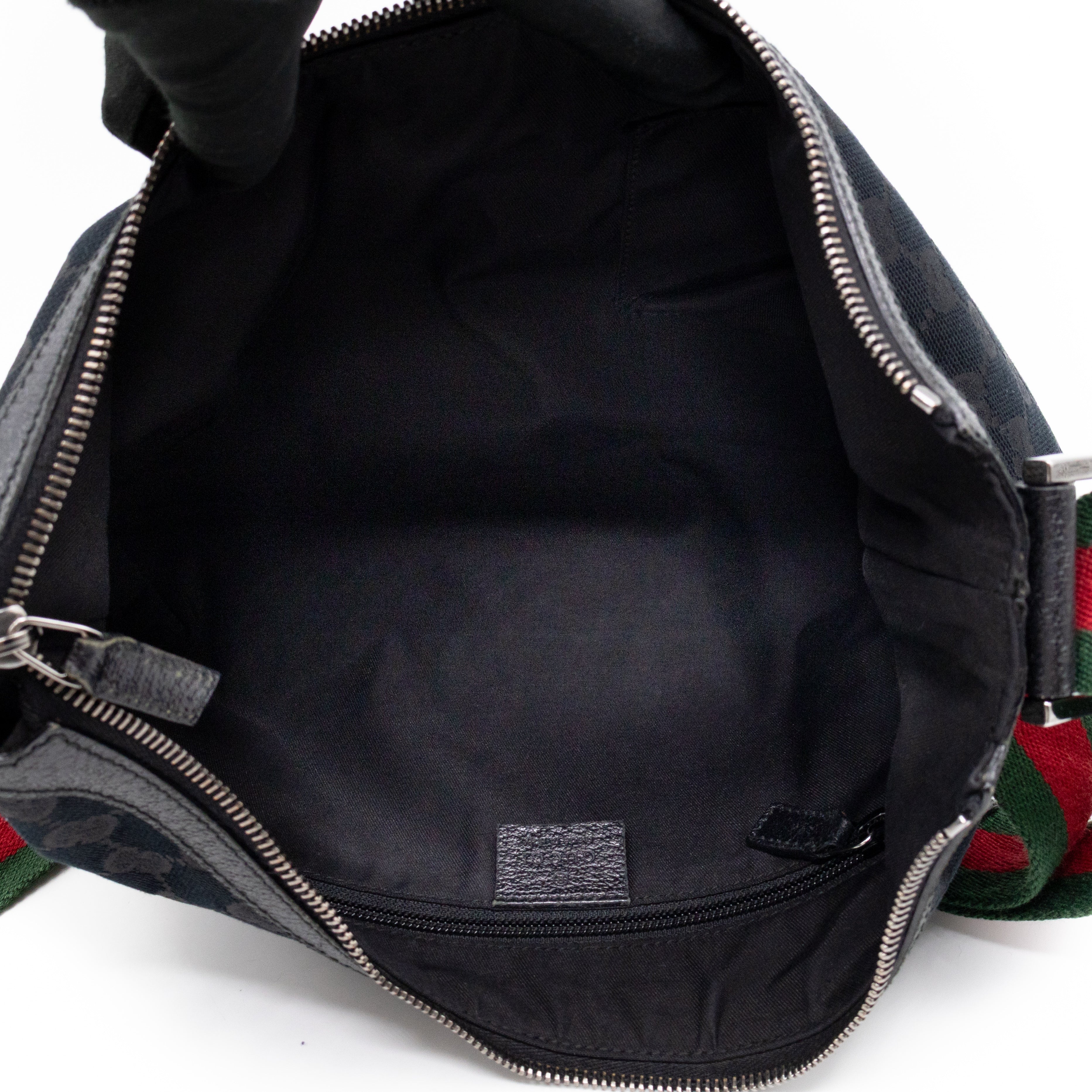 Vintage Web Hobo Messenger Bag Black GG Canvas