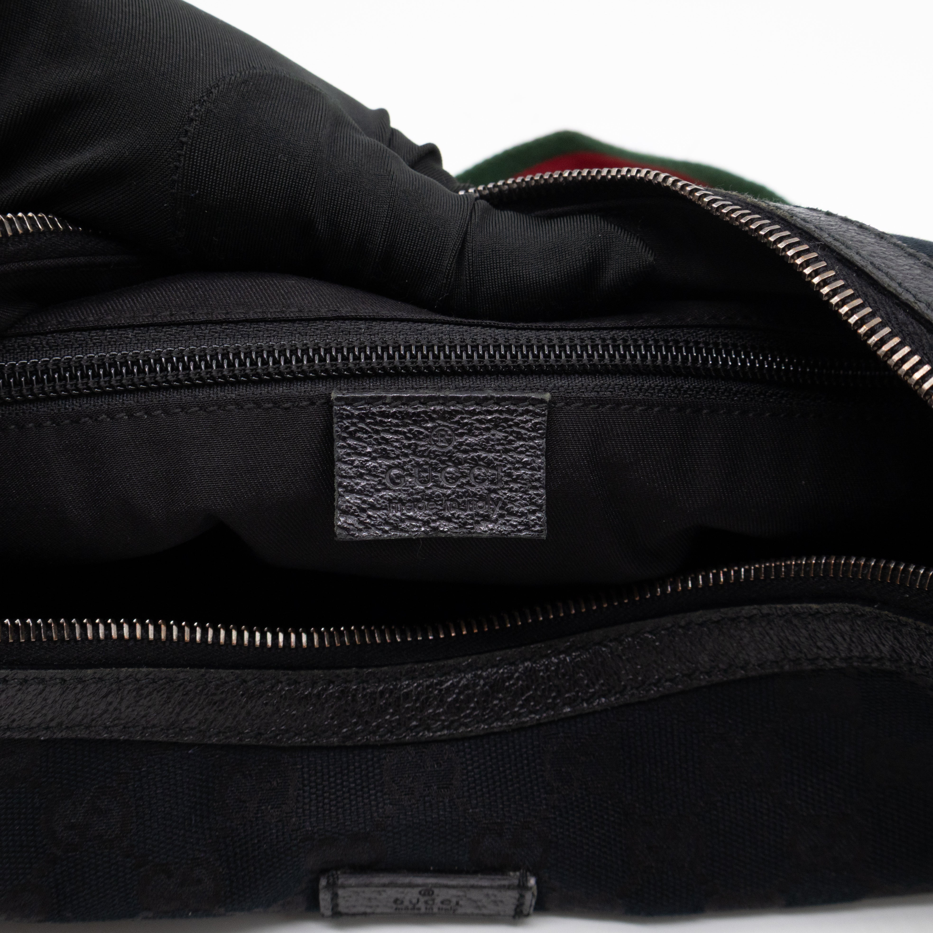 Vintage Web Hobo Messenger Bag Black GG Canvas