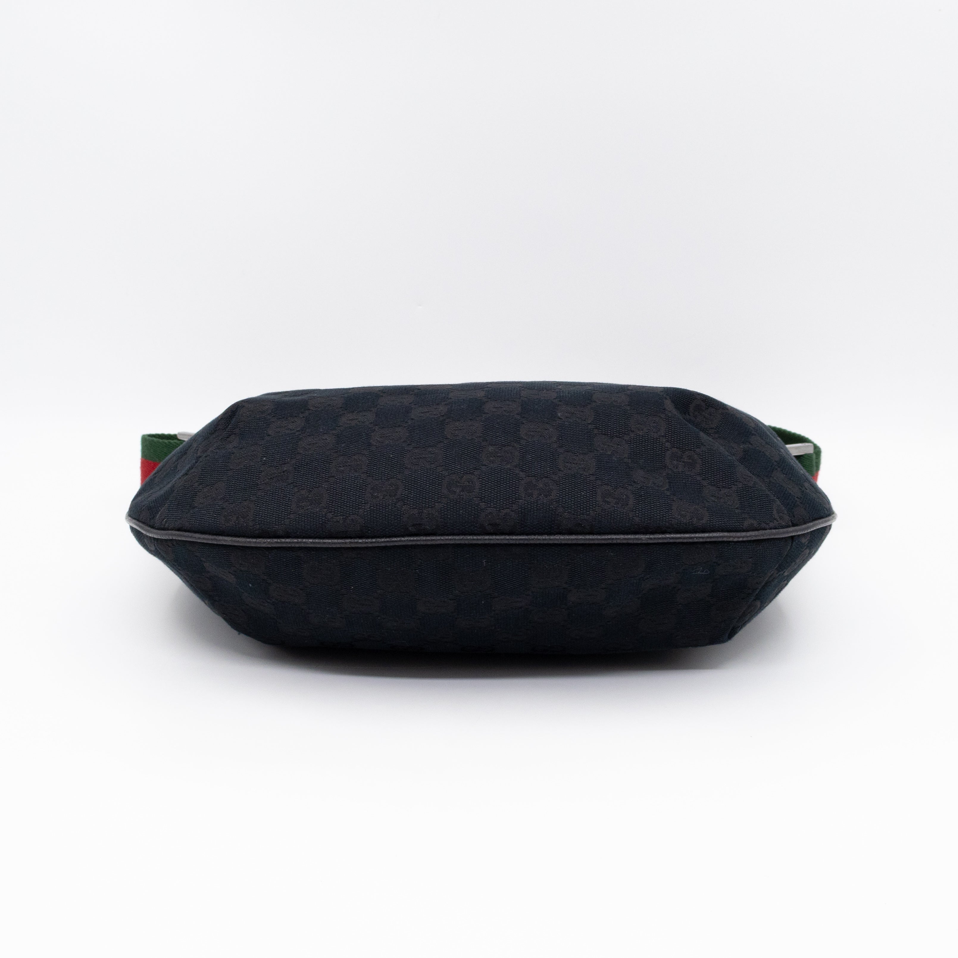 Vintage Web Hobo Messenger Bag Black GG Canvas