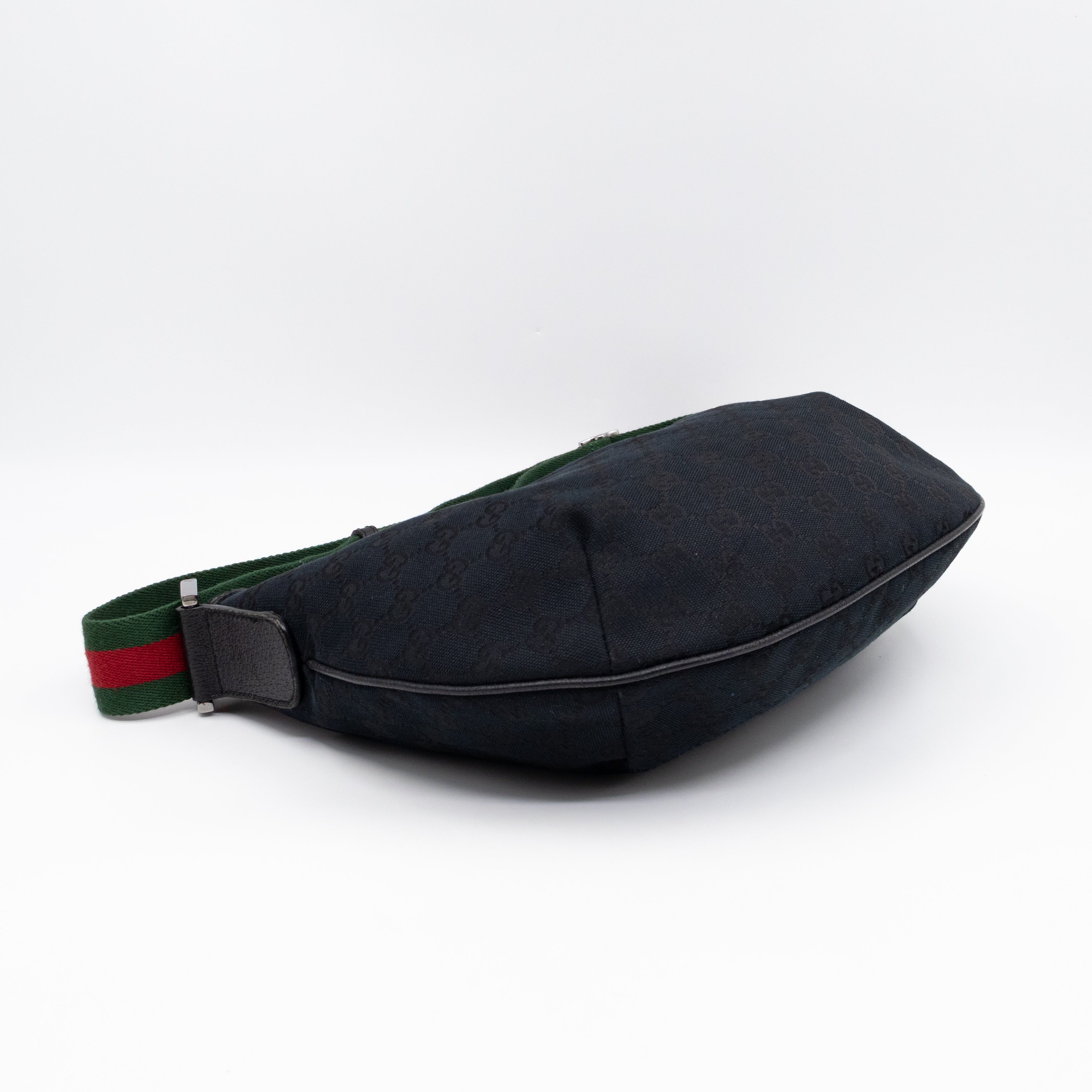 Vintage Web Hobo Messenger Bag Black GG Canvas