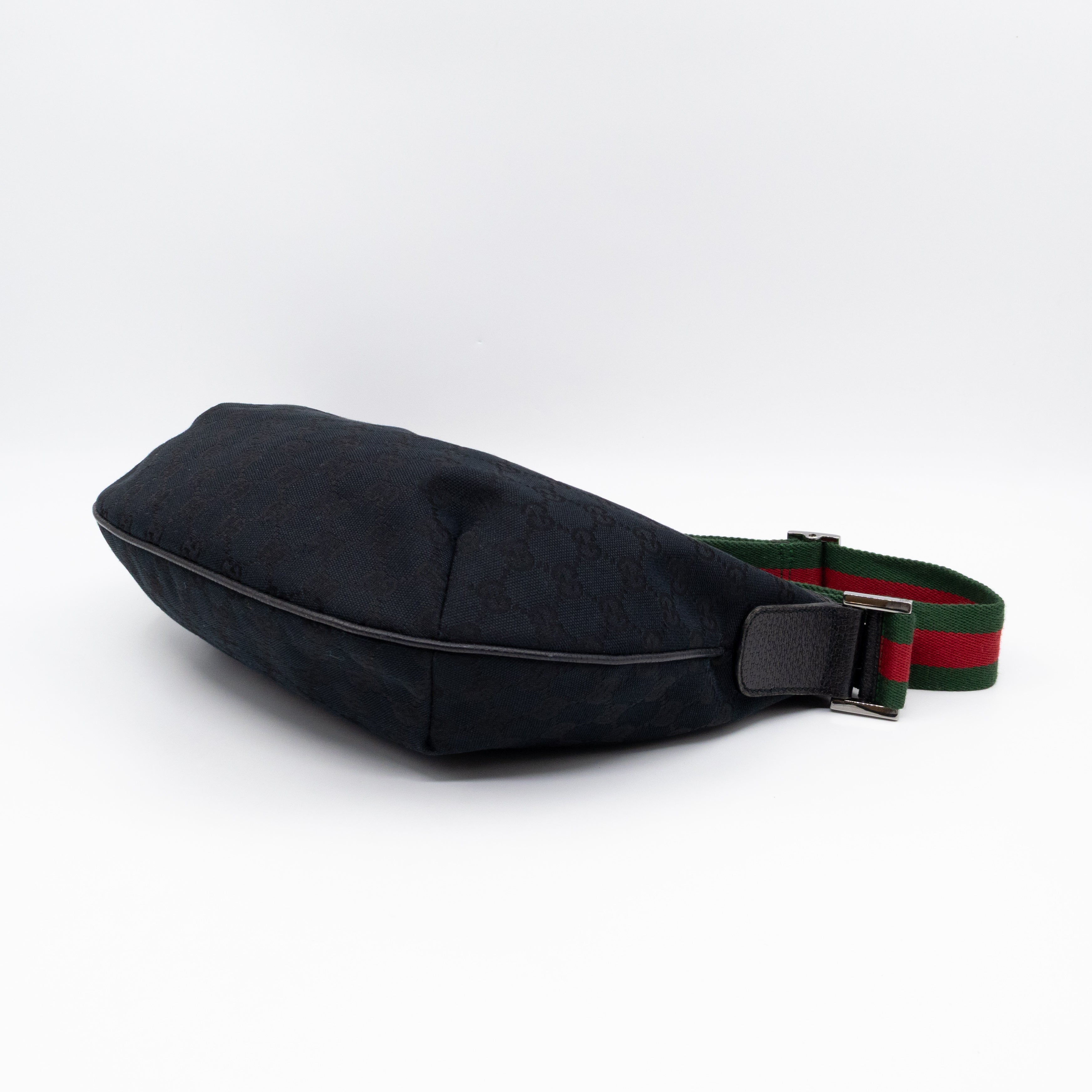 Vintage Web Hobo Messenger Bag Black GG Canvas