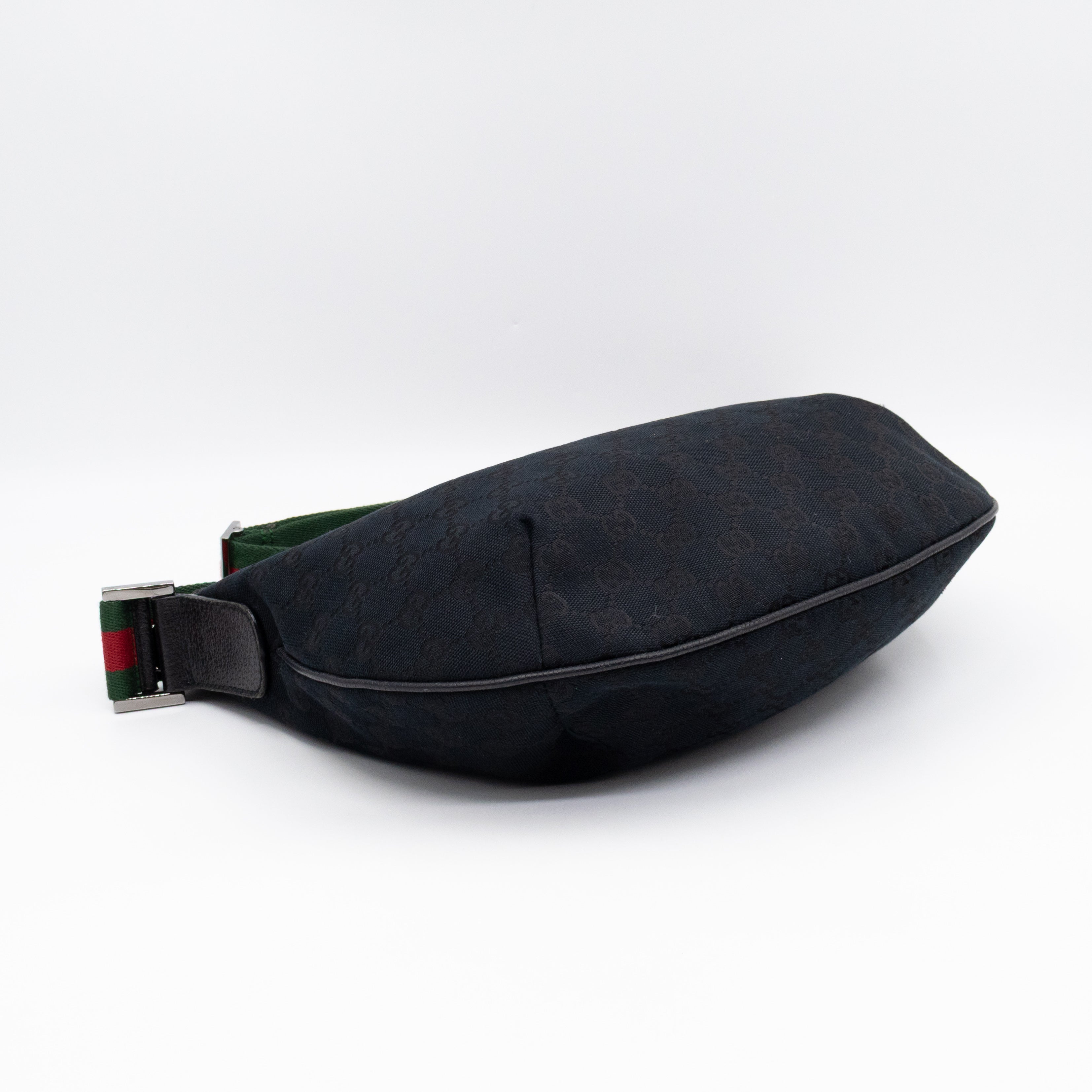 Vintage Web Hobo Messenger Bag Black GG Canvas